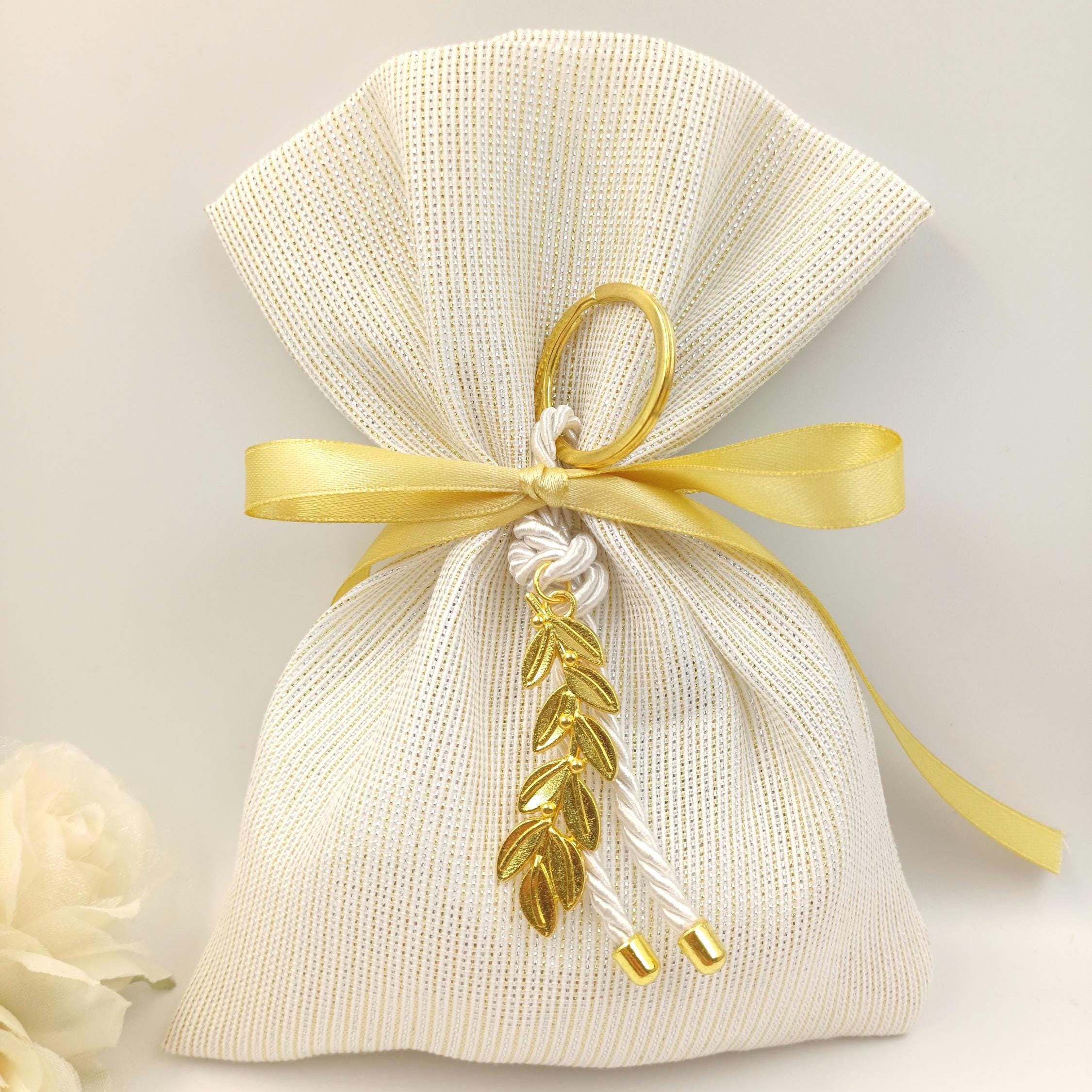 Wedding Favours Bomboniere – Olive Branch Keychain and Sugared Almonds(10 pcs)