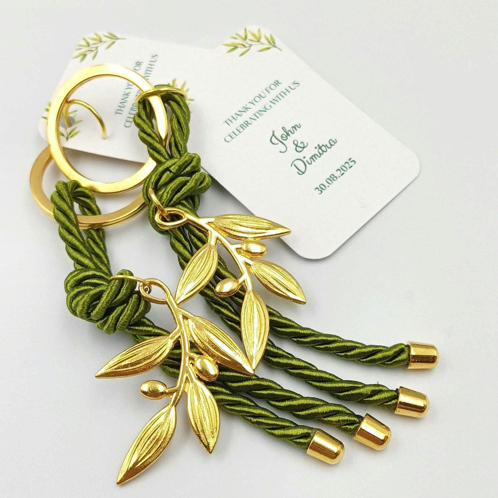 Personalized Olive branch Keychain favors,Martyrika, Greek wedding witness gifts, baptism favor, Gift for guests in bags, 10 pcs.