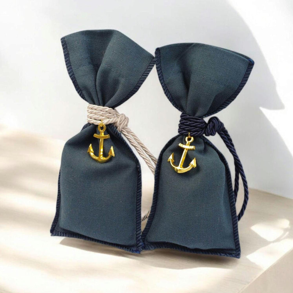 Nautical Baptism Favors with Koufeta Blue Bomboniere  | Set of 10