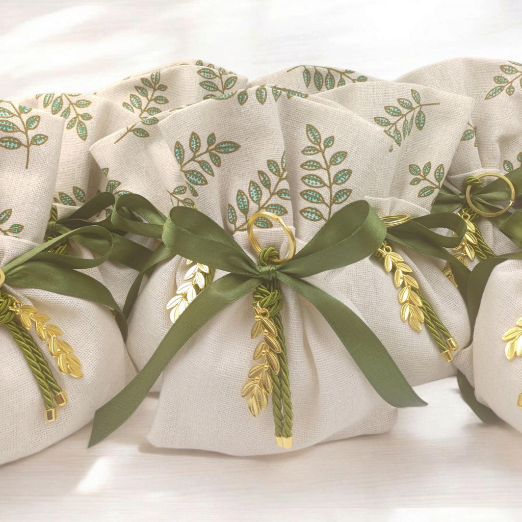 Greek Orthodox Bombonieres – Olive Branch Almond Favors – Personalized Wedding & Christening Favors (Set of 10)