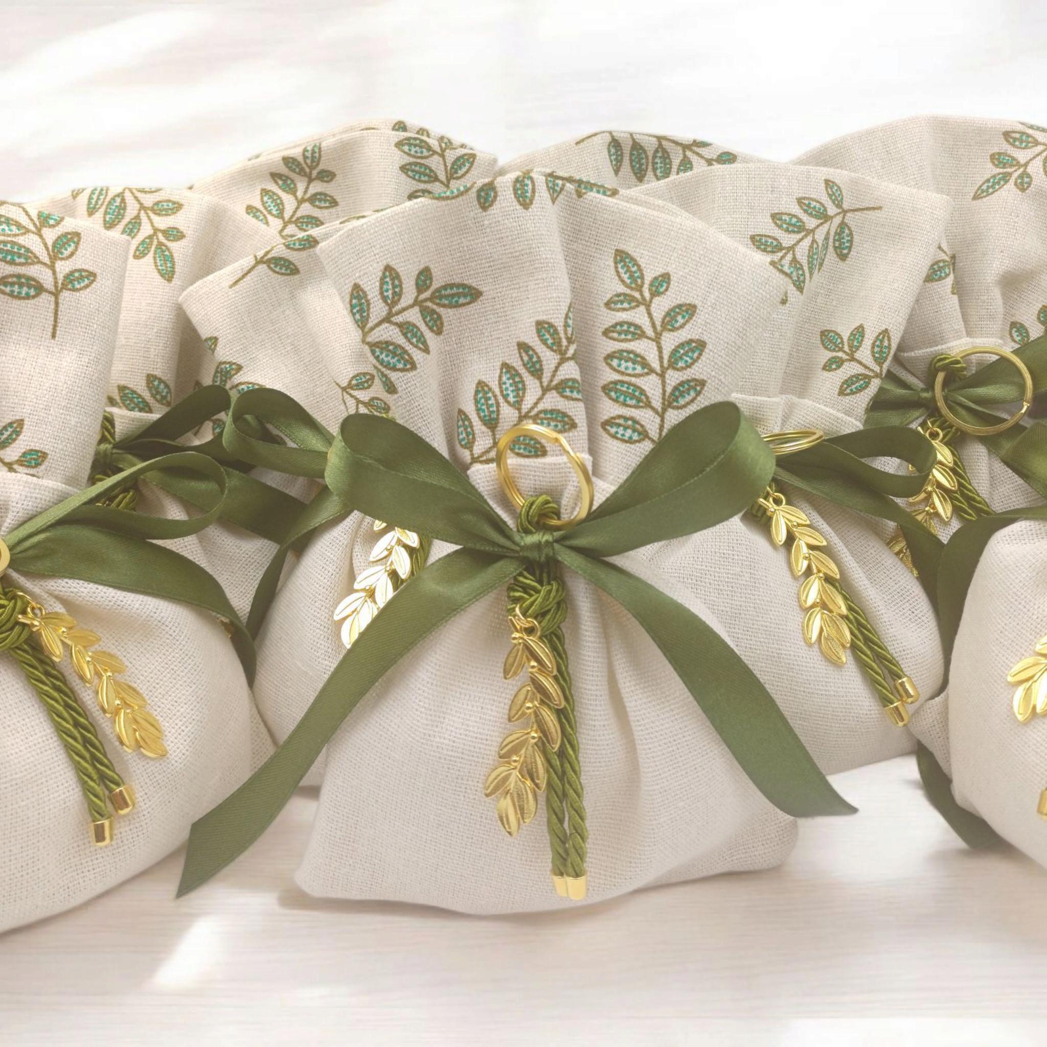 Greek Orthodox Bombonieres – Olive Branch Almond Favors – Personalized Wedding & Christening Favors (Set of 10)