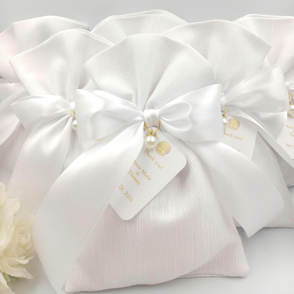 White Pearl Wedding Favors, Greek orthodox Bomboniere, Bridal Shower party souvenir, Koufeta (10 pcs)