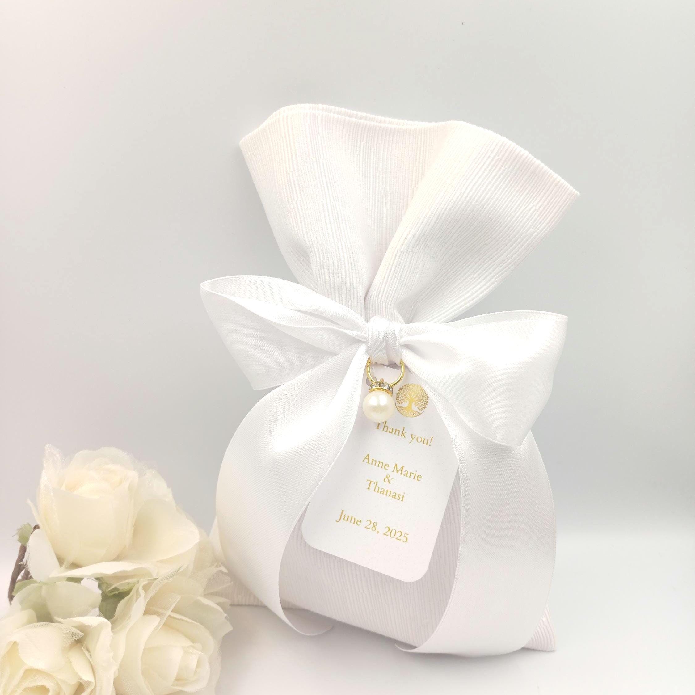 White Pearl Wedding Favors, Greek orthodox Bomboniere, Bridal Shower party souvenir, Koufeta (10 pcs)