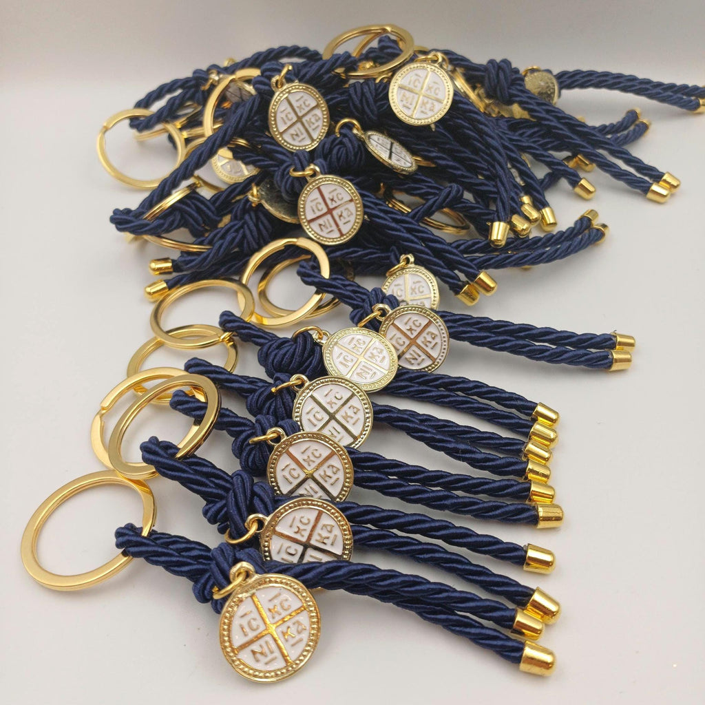 Cross Keychain Baptism Favors: Greek Orthodox Martyrika, First Communion, Baby Shower - 10 Pcs