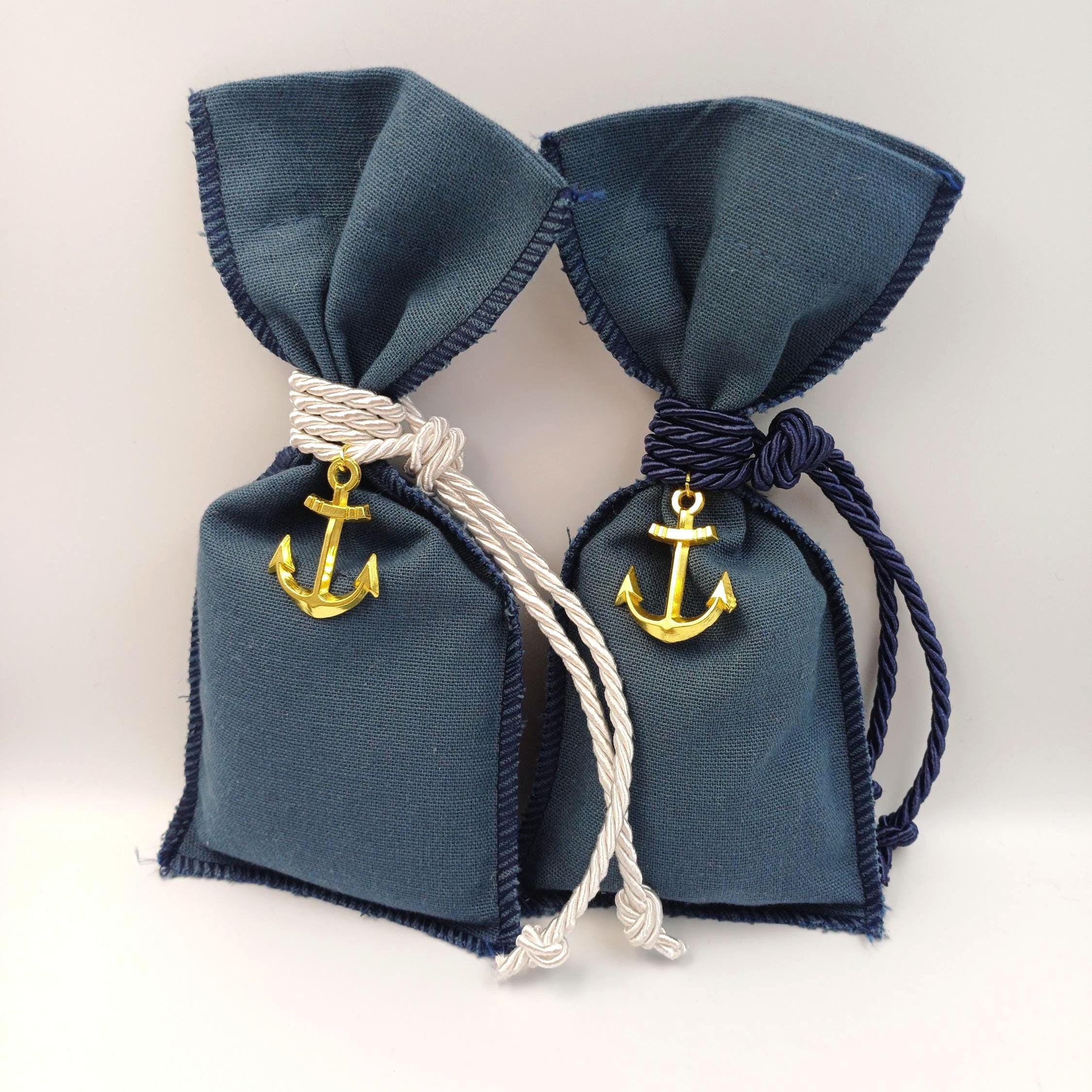 Nautical Baptism Favors with Koufeta Blue Bomboniere  | Set of 10