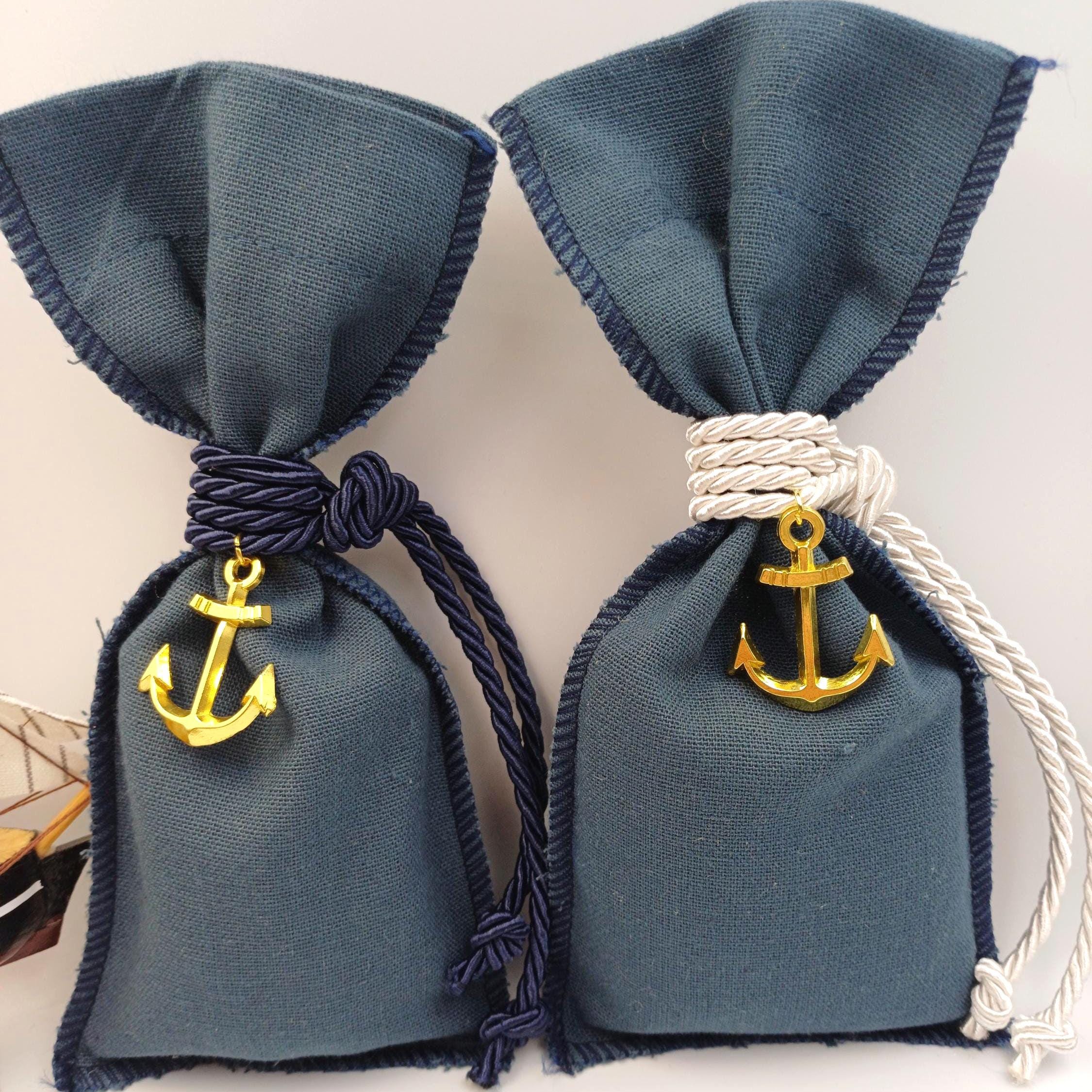 Nautical Baptism Favors with Koufeta Blue Bomboniere  | Set of 10