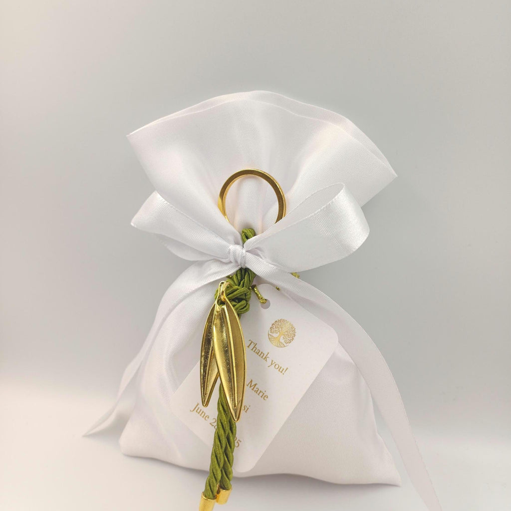 Olive leaf favors, Wedding favors Greek bombonieres, Orthodox favors, bridal shower, Almond candy bags gifts, koufeta, 10 pcs.