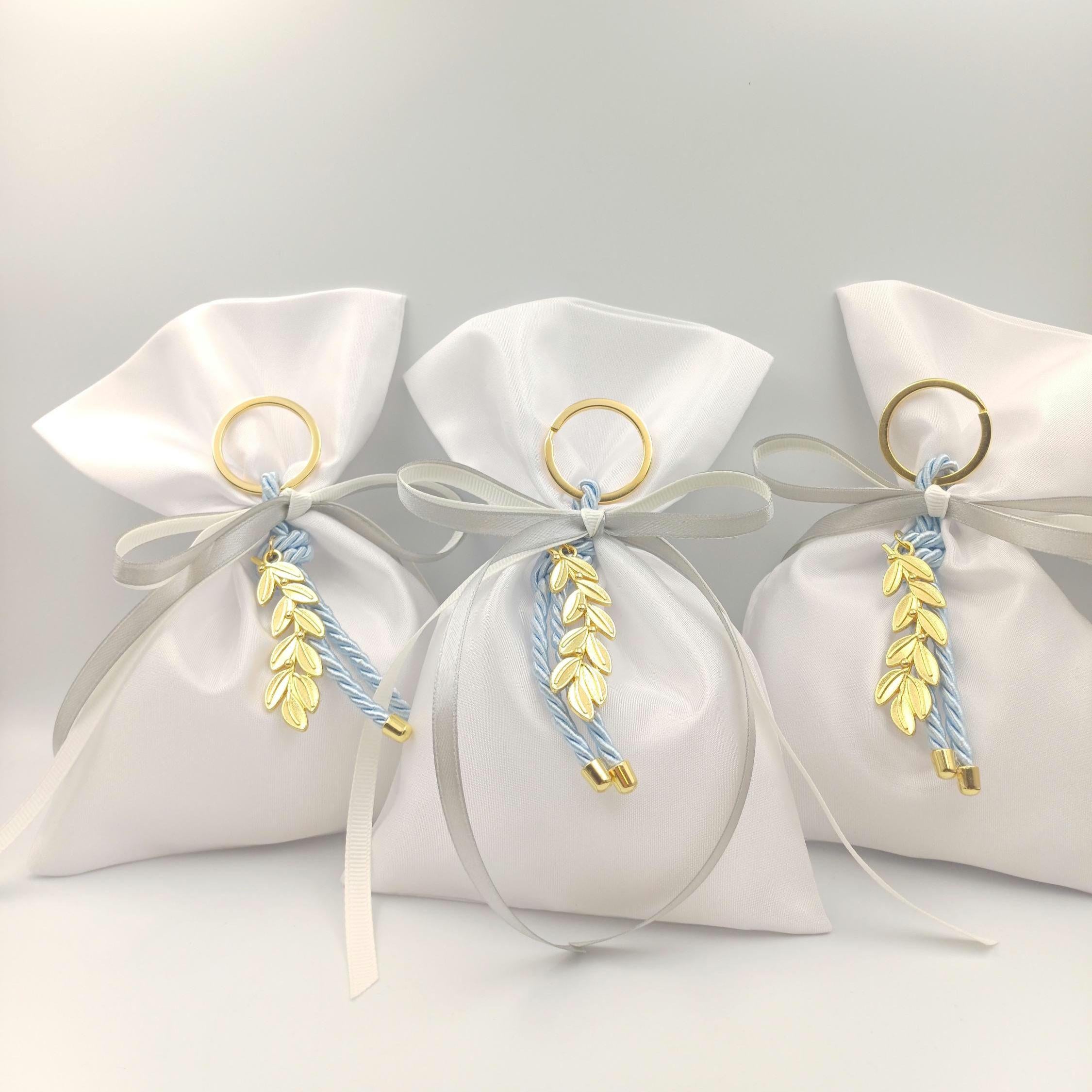 Greek orthodox baptism favors, Olive branch keychain wedding bomboniere,  jordan almonds bag 10 pcs