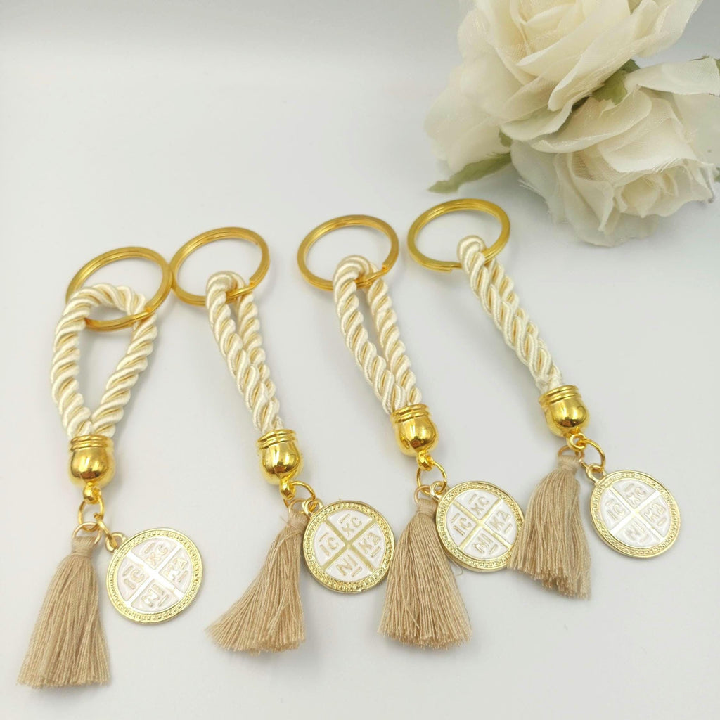 Konstantinato Cross Keychain Favors, Greek Orthodox Baptism Souvenir, mi bautizo favors (10 pcs)