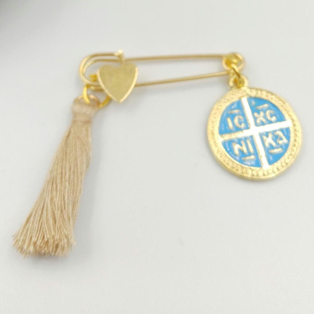 10 pcs, Martyrika Baptism safety pins Greek baptism favors for boy, Konstantinato cross ,First communion Cristening  favors, Witness pins