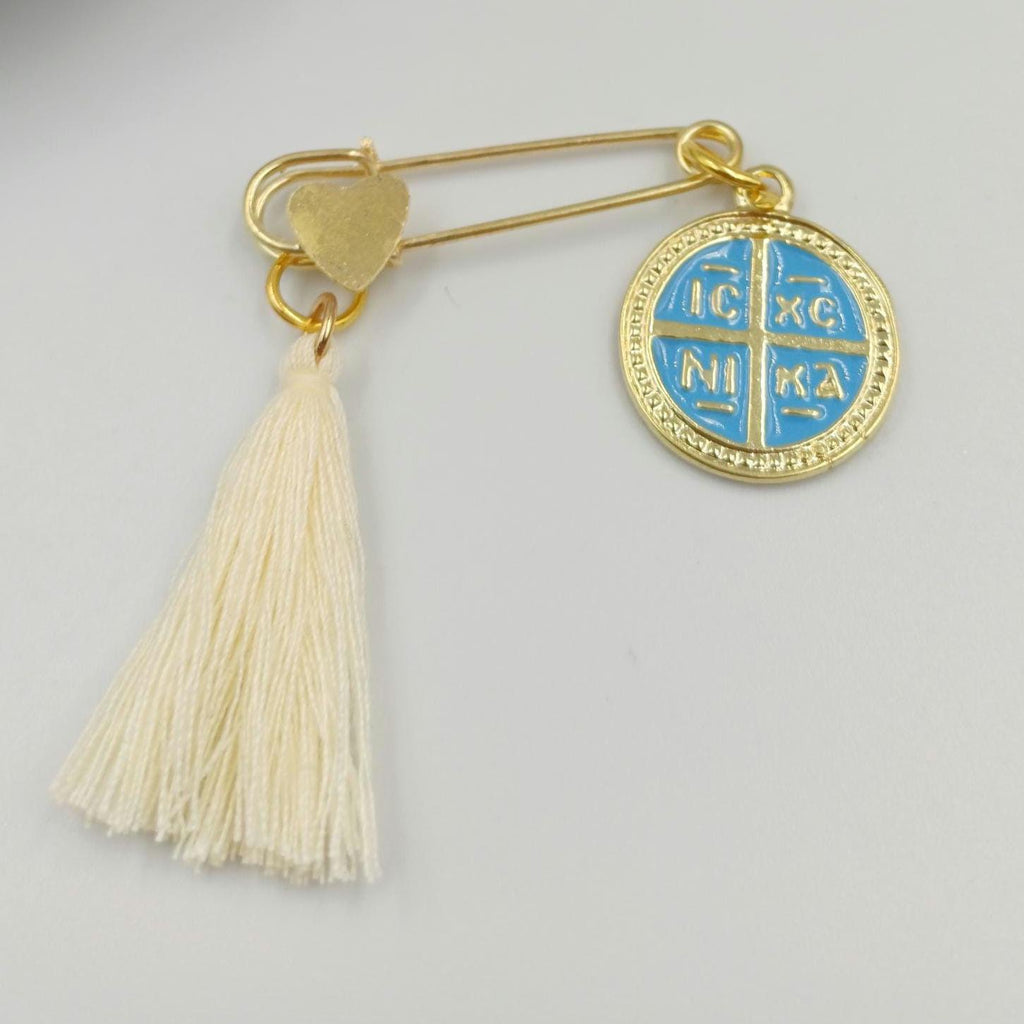 10 pcs, Martyrika Baptism safety pins Greek baptism favors for boy, Konstantinato cross ,First communion Cristening  favors, Witness pins