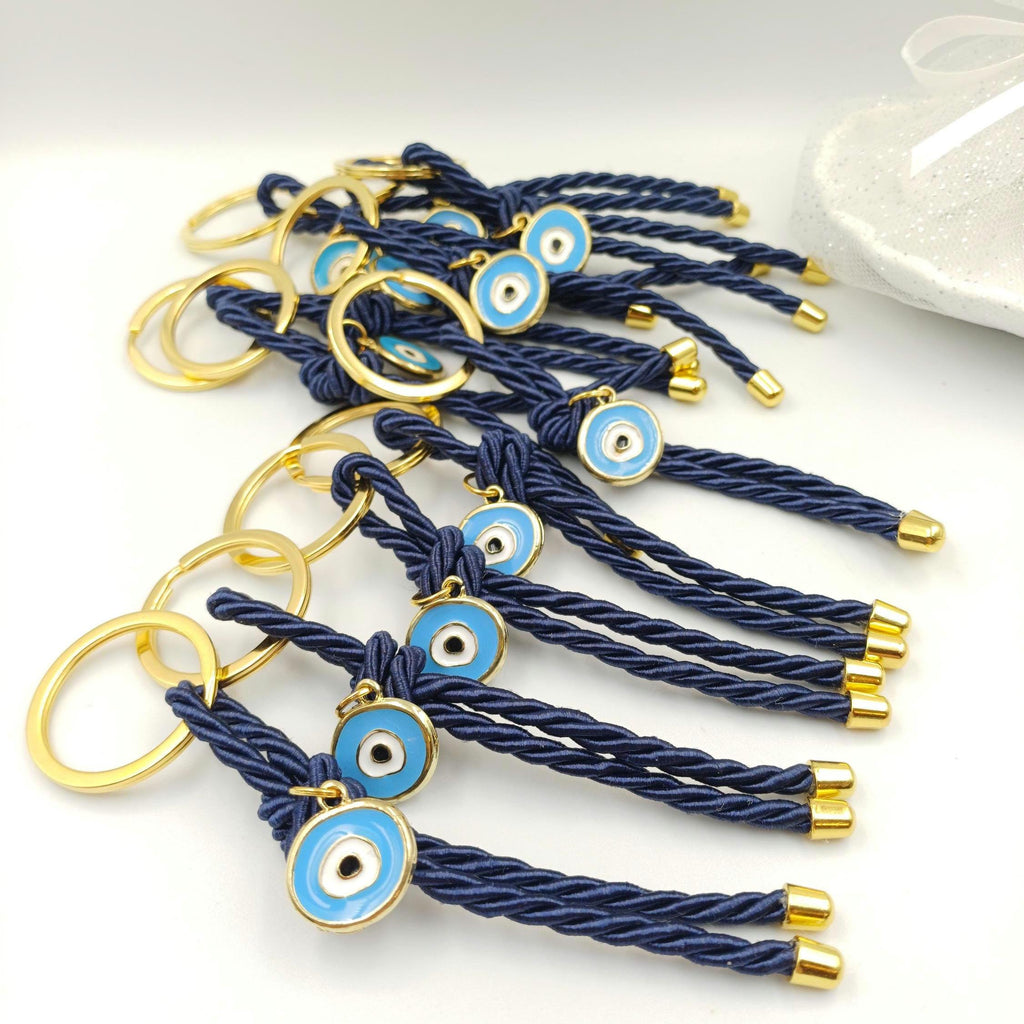 Blue Evil Eye Keychain Favors, Greek Baptism Martyrika, Christening Gift (10 pcs)