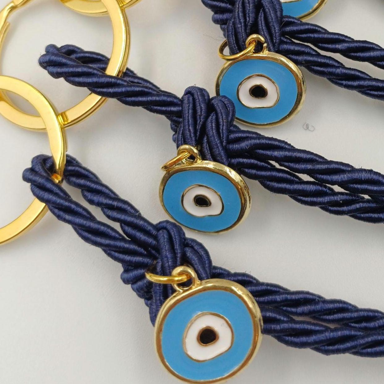 Blue Evil Eye Keychain Favors, Greek Baptism Martyrika, Christening Gift (10 pcs)
