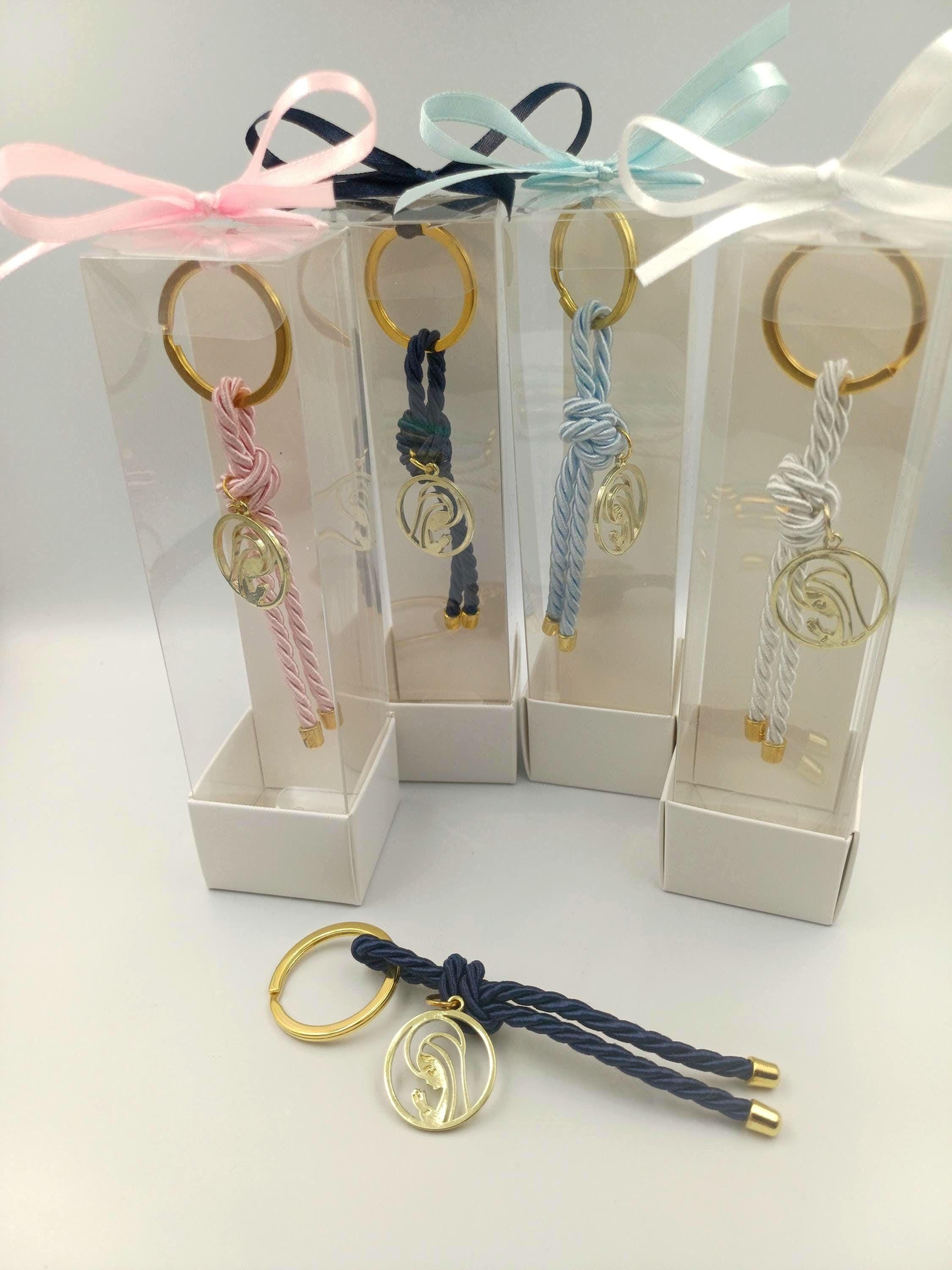 Icon Keychain with gold Virgin Mary Charm | Religious Keepsake | Box Baptism Favor | Set of 10