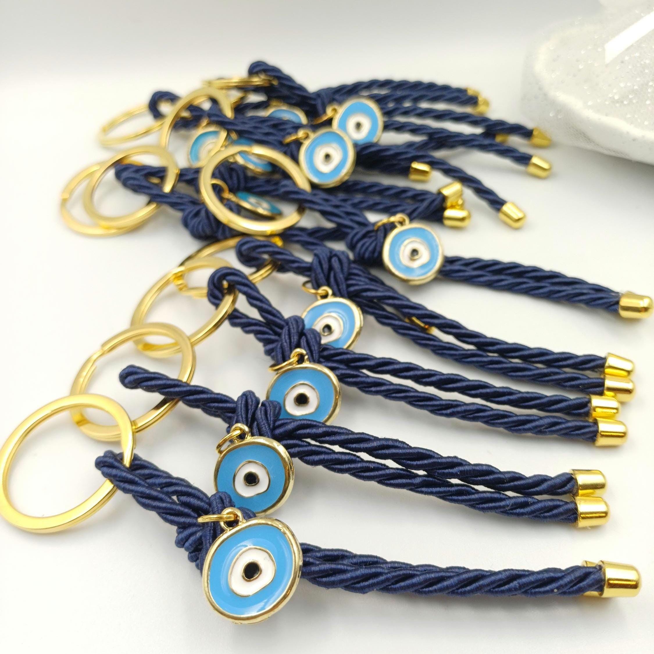 Blue Evil Eye Keychain Favors, Greek Baptism Martyrika, Christening Gift (10 pcs)