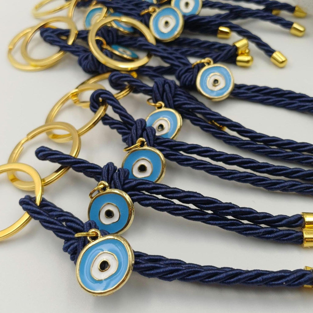 Blue Evil Eye Keychain Favors, Greek Baptism Martyrika, Christening Gift (10 pcs)