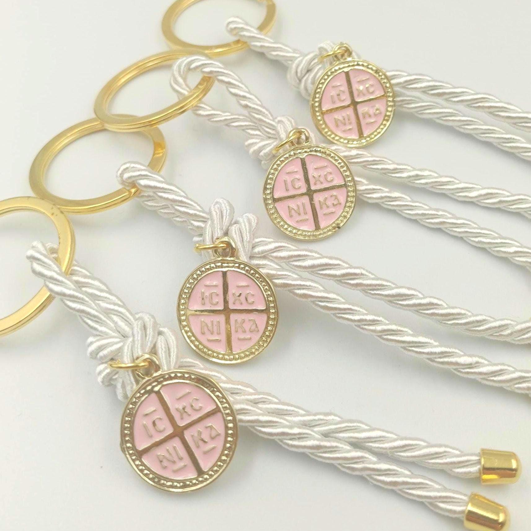 Martyrika, Baptism key chain, byzantine cross Favors,  Greek Orthodox martyrika ,  First Communion (set of 10 )