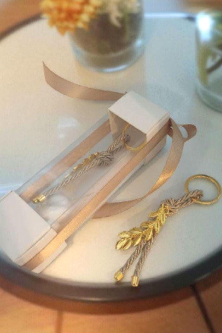 Box Bombonieres – Olive Branch Keychain Wedding & Baptism Favors with Koufeta (Set of 10)