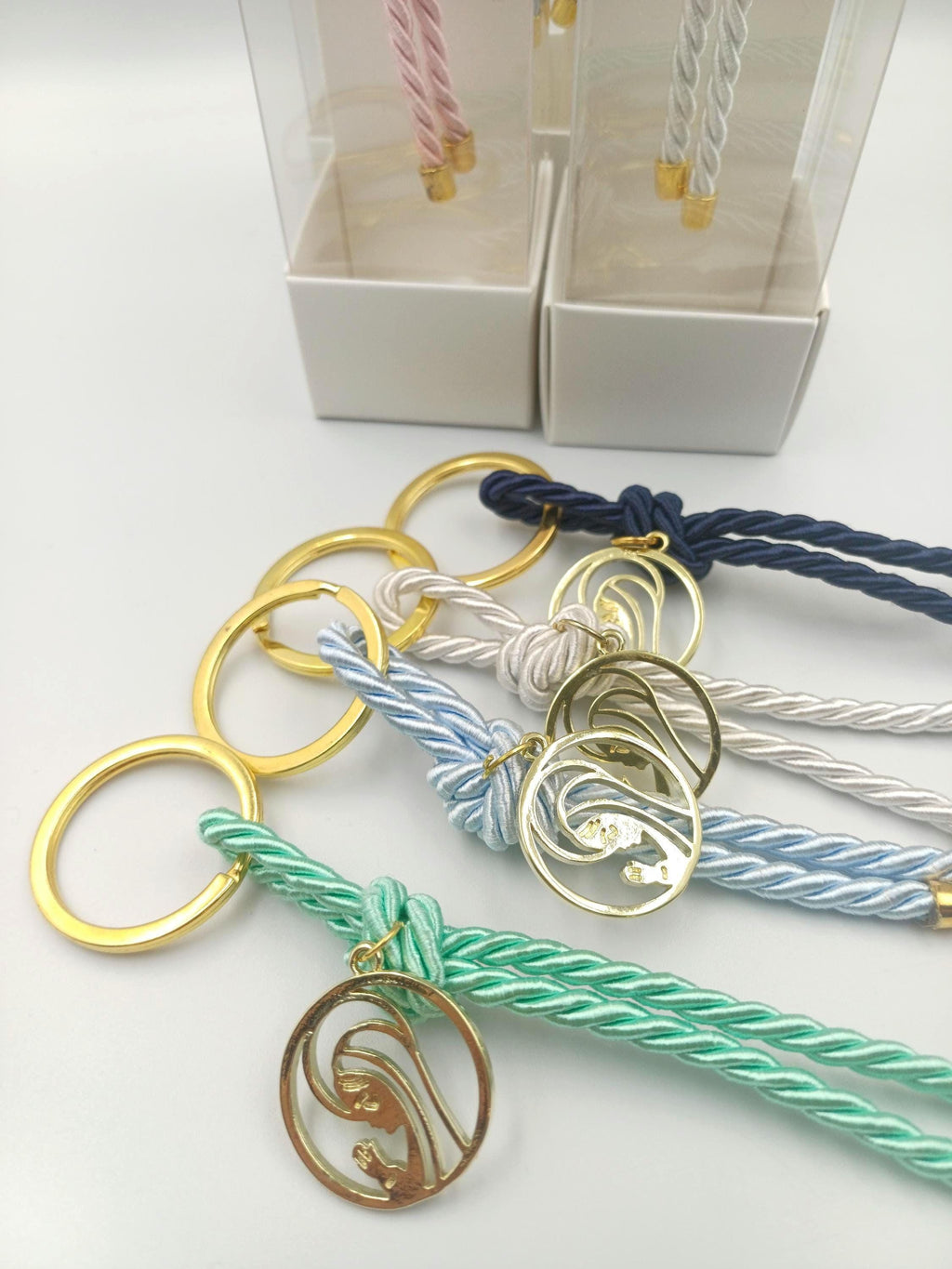 Icon Keychain with gold Virgin Mary Charm | Religious Keepsake | Box Baptism Favor | Set of 10
