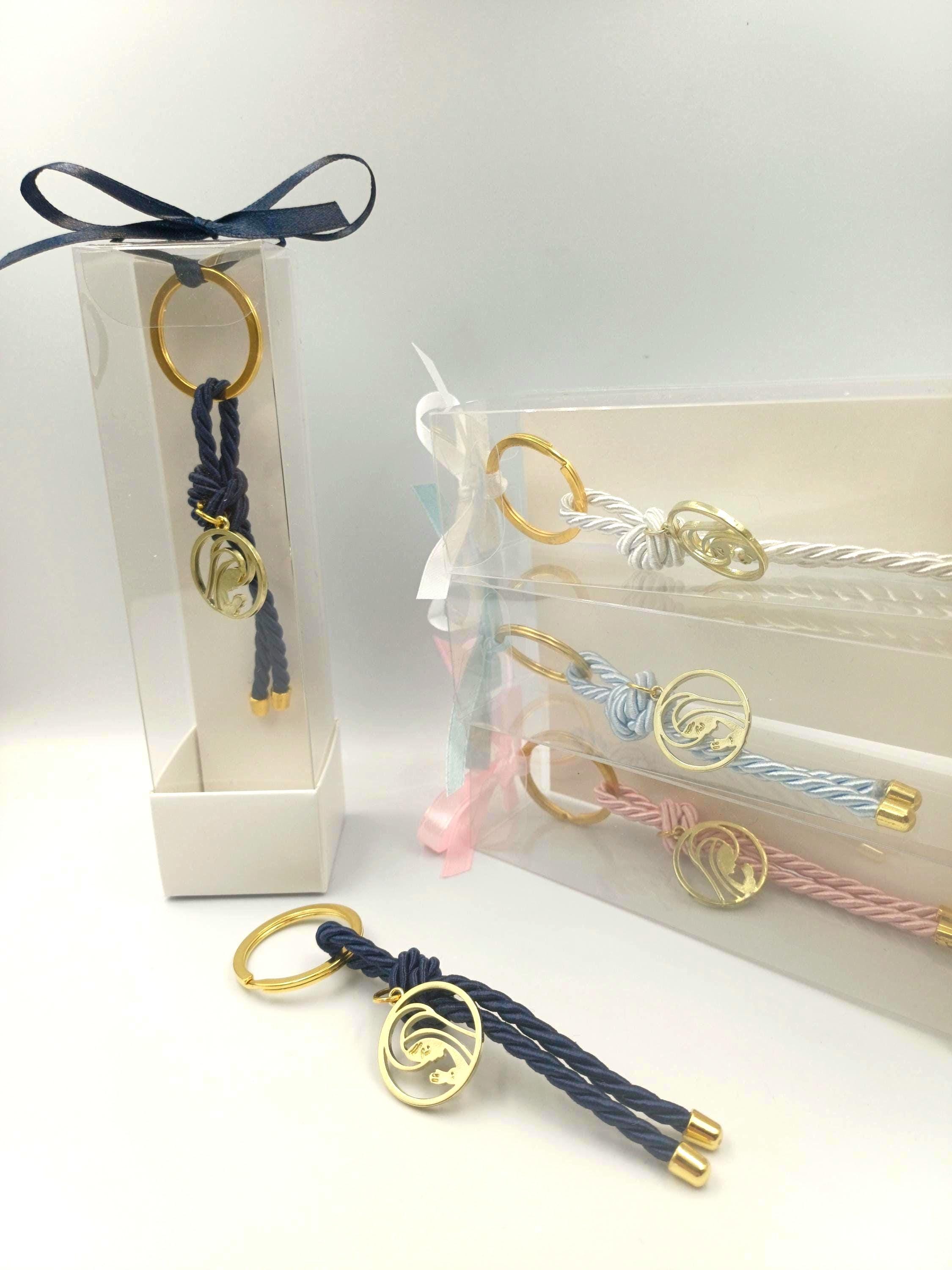Icon Keychain with gold Virgin Mary Charm | Religious Keepsake | Box Baptism Favor | Set of 10