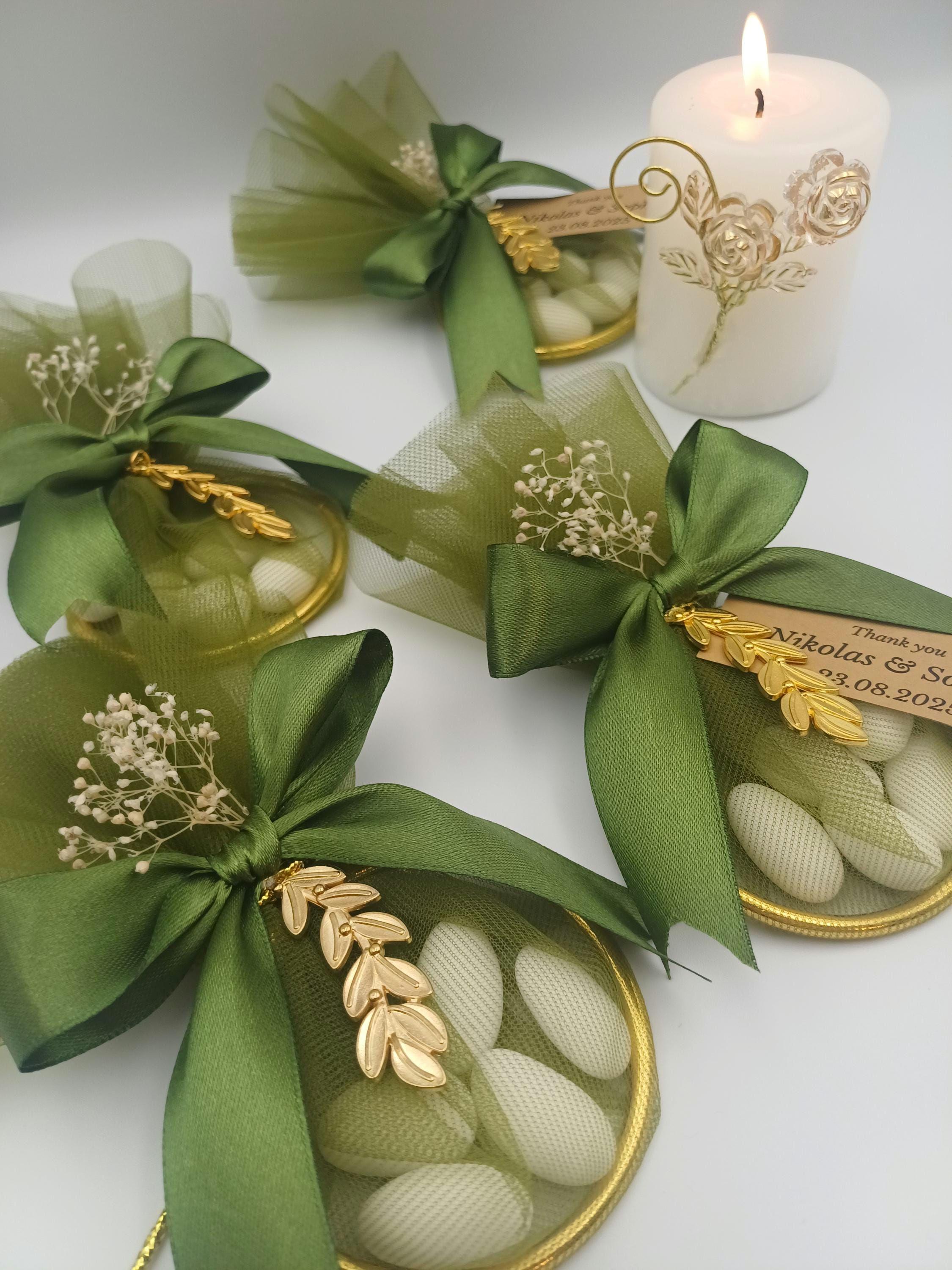 Olive branch Wedding Favor, Greek bomboniere, koufeta, Orthodox wedding boubouniera,Personalized Gift, 10 pcs.