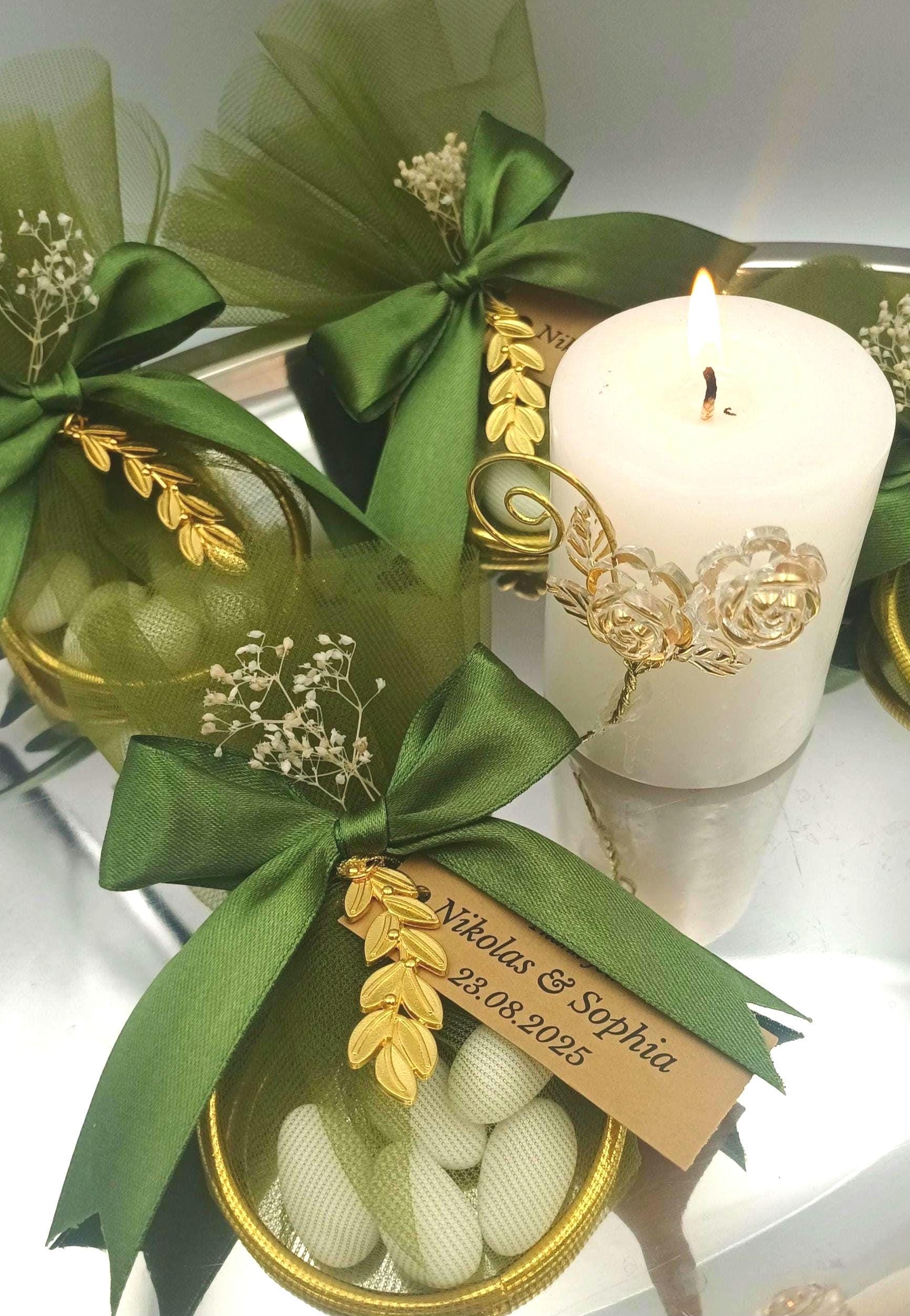 Personalized Wedding Favor, Almond Candy Bag, Greek bombonieres, Orthodox Christening Keepsake Gift, 10 pcs.