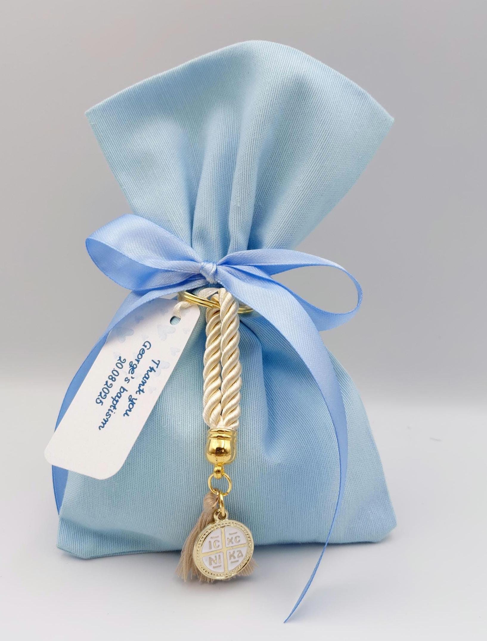 Greek Baptism Bomboniera, Greek Orthodox  favours, first communion, Baby shower party, 5 sugared almonds Set 10pcs