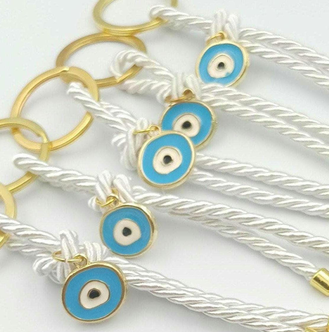 Key chains martyrika - evil eye Baptism Favors - Greek orthodox christening favors - baby shower party favors - first communion.