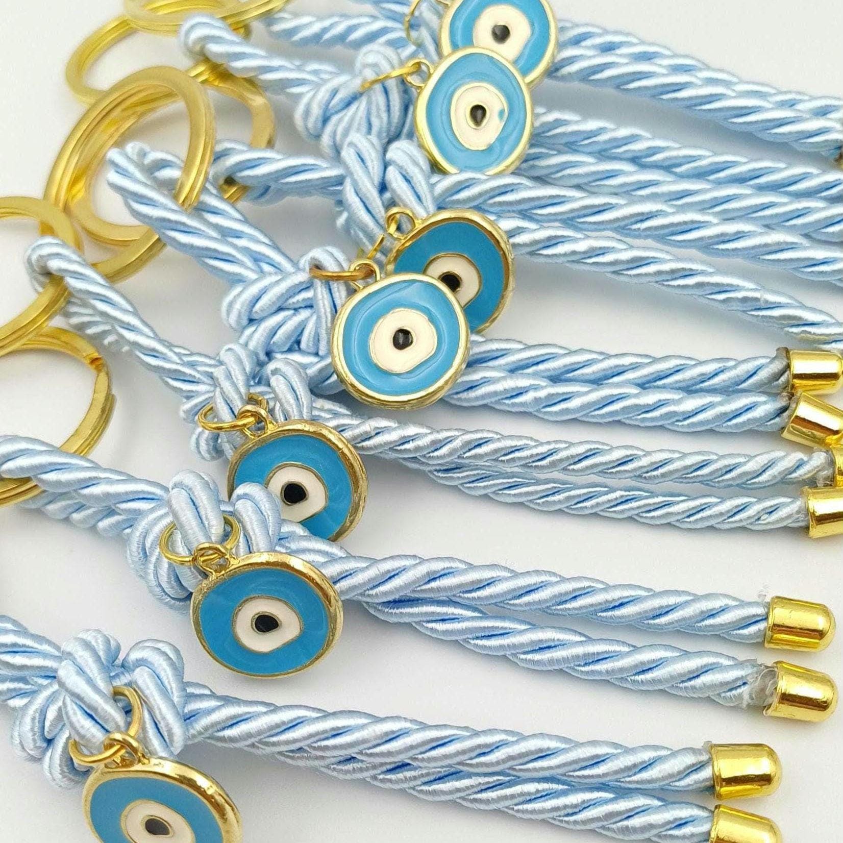Evil eye Key chain Baptism favors, Greek Orthodox Blue Martyrika , 10 pcs.