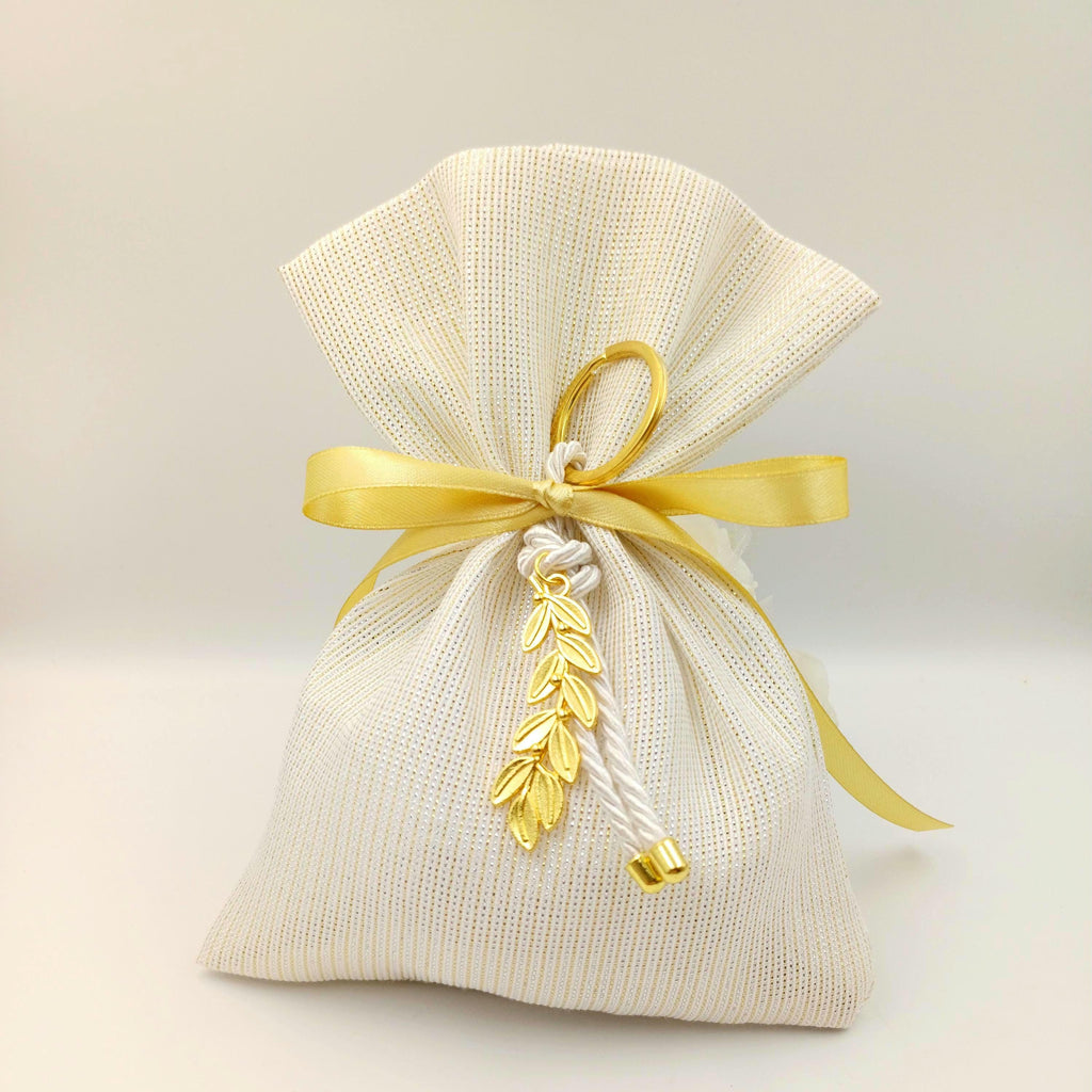 Wedding Favours Bomboniere – Olive Branch Keychain and Sugared Almonds(10 pcs)