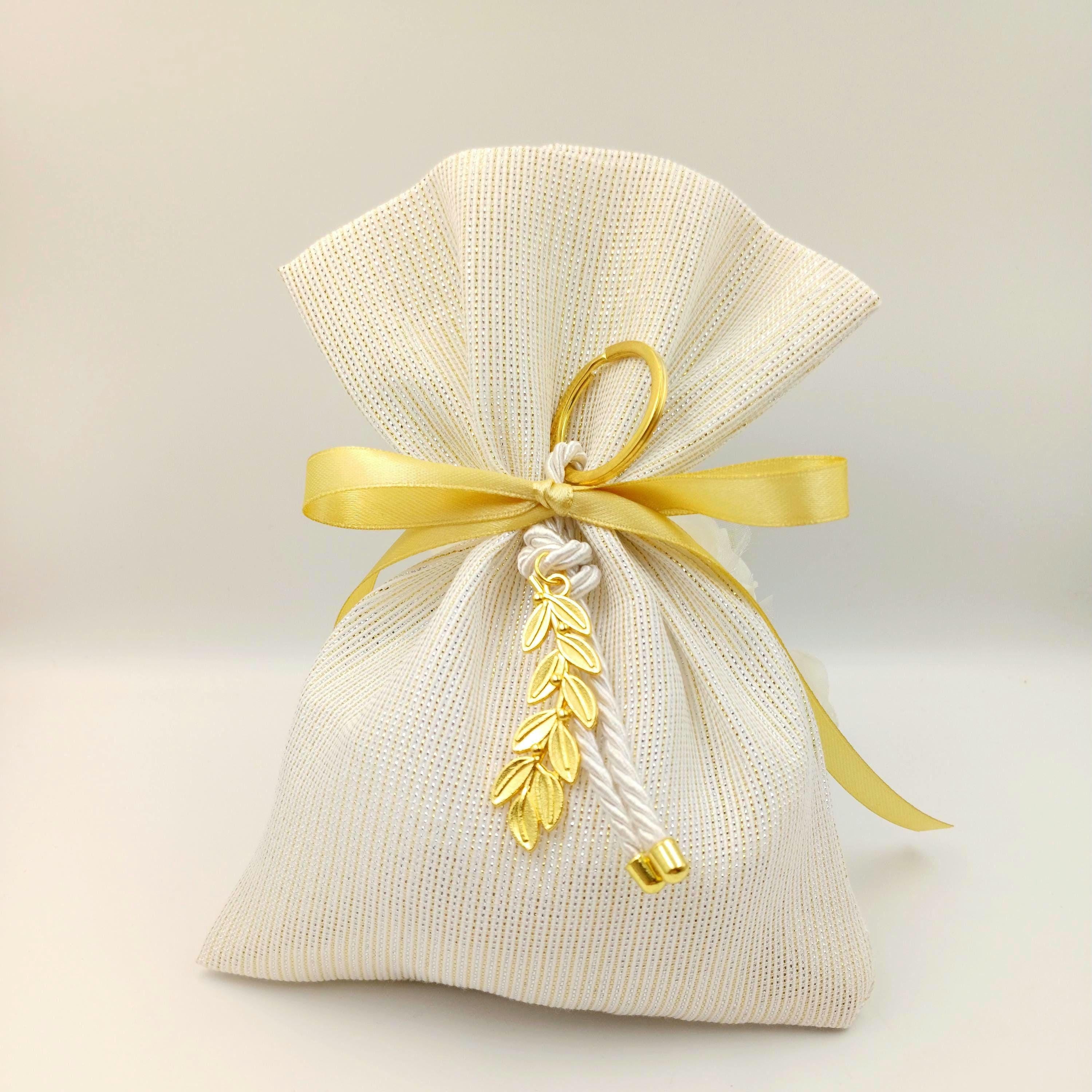 Wedding Favours Bomboniere – Olive Branch Keychain and Sugared Almonds(10 pcs)