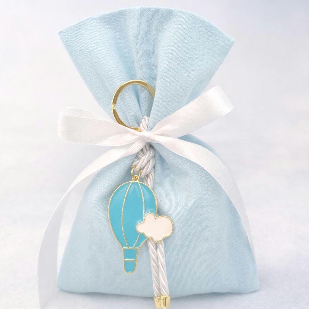 Greek Orthodox baptism bombonieres, Baby Blue Baptism Favor, Hot Air Balloon Almond Candy Bags, Christening gift, Mpomponieres (10 pcs)