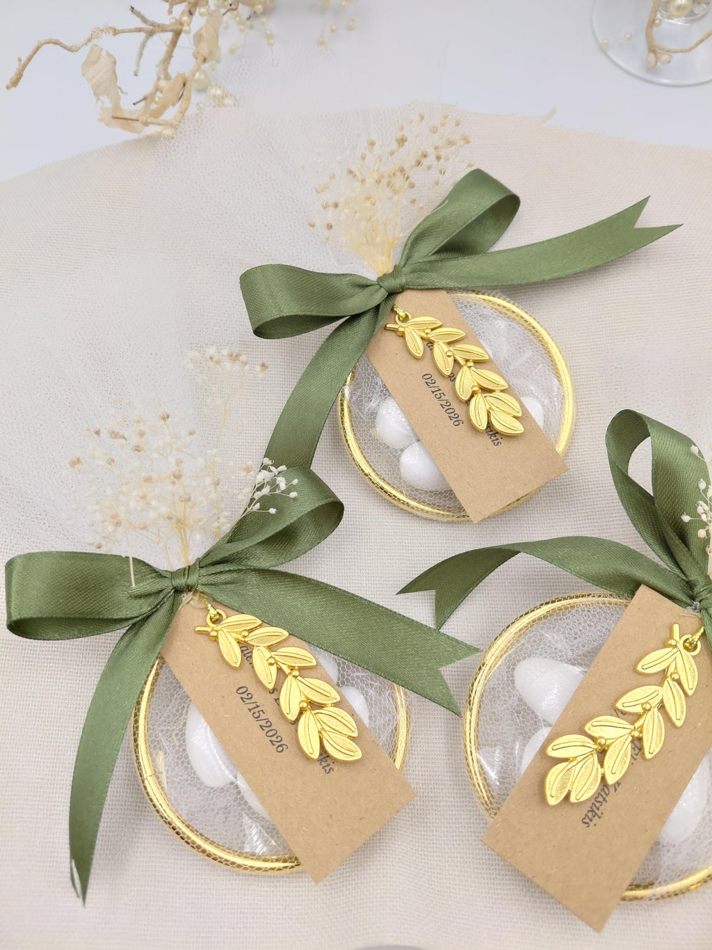 Olive branch Wedding Favor, Greek bomboniere, koufeta, Orthodox wedding boubouniera,Personalized Gift, 10 pcs.