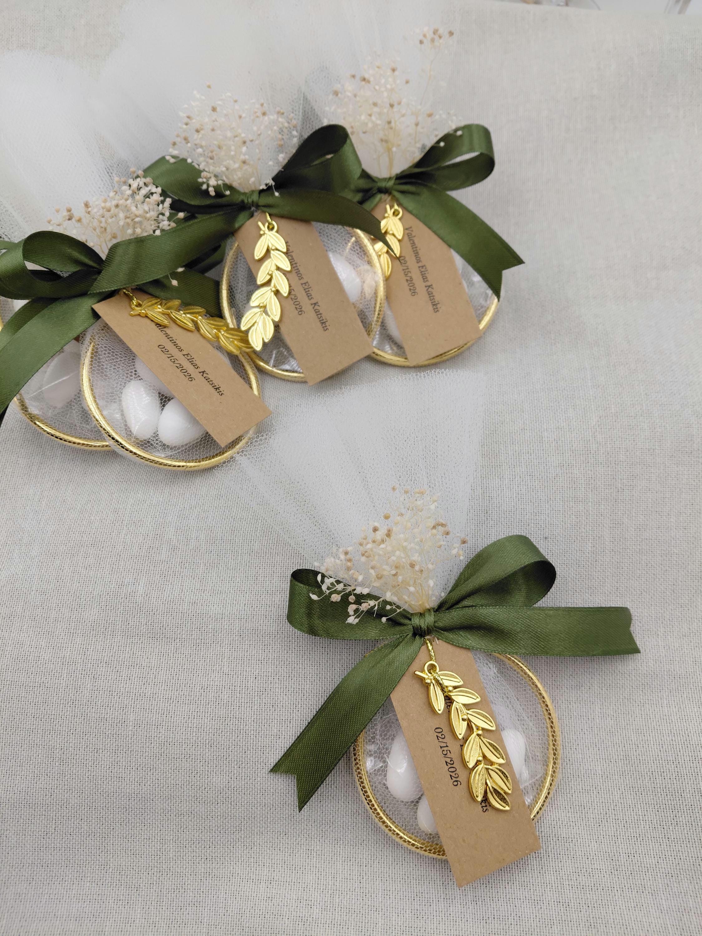 Olive branch Wedding Favor, Greek bomboniere, koufeta, Orthodox wedding boubouniera,Personalized Gift, 10 pcs.