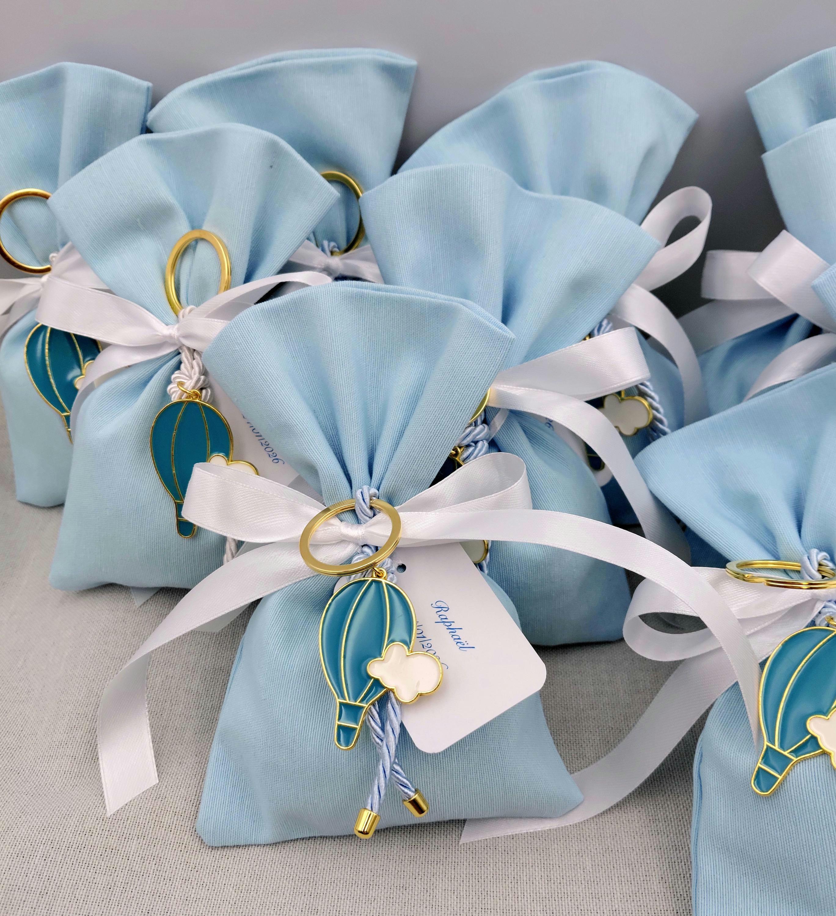Greek Orthodox baptism bombonieres, Baby Blue Baptism Favor, Hot Air Balloon Almond Candy Bags, Christening gift, Mpomponieres (10 pcs)