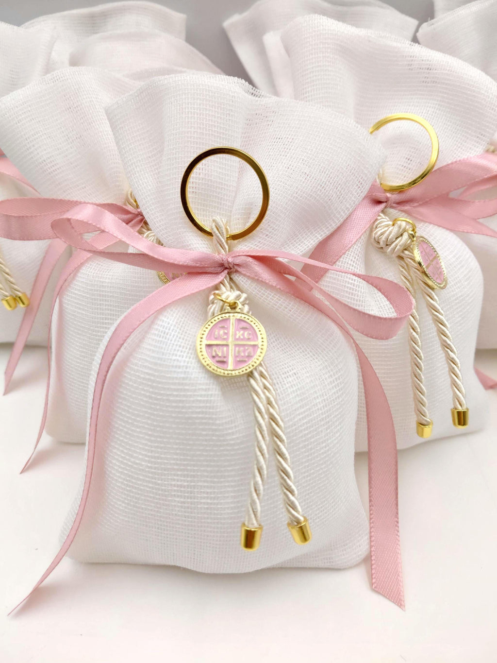 Bomboniera Favor – Pink Cross, Baptism, Baby Shower, Communion, Guest Gift, Greek Orthodox favor (set of 10)