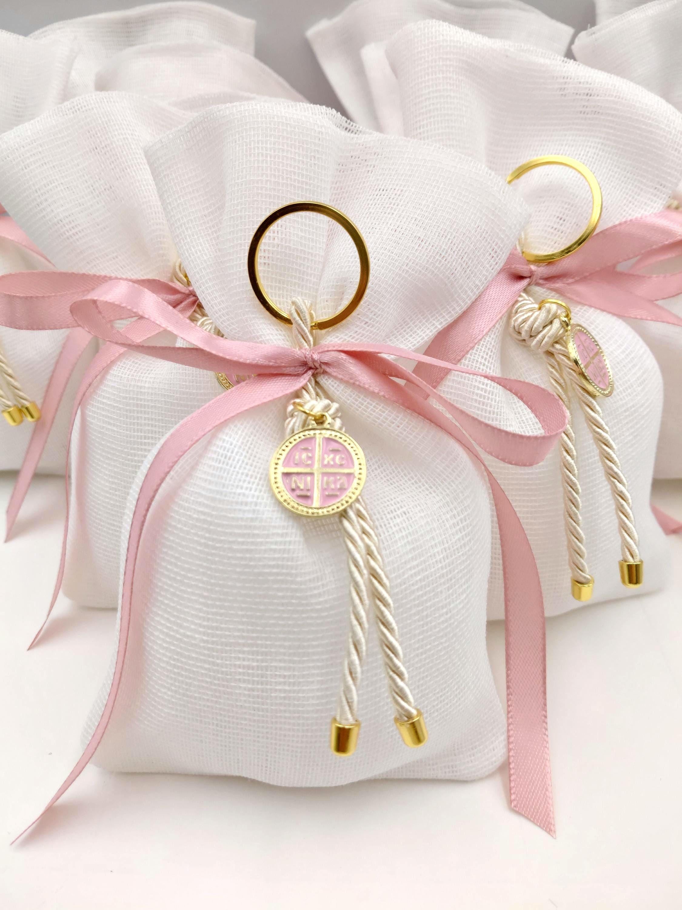 Bomboniera Favor – Pink Cross, Baptism, Baby Shower, Communion, Guest Gift, Greek Orthodox favor (set of 10)