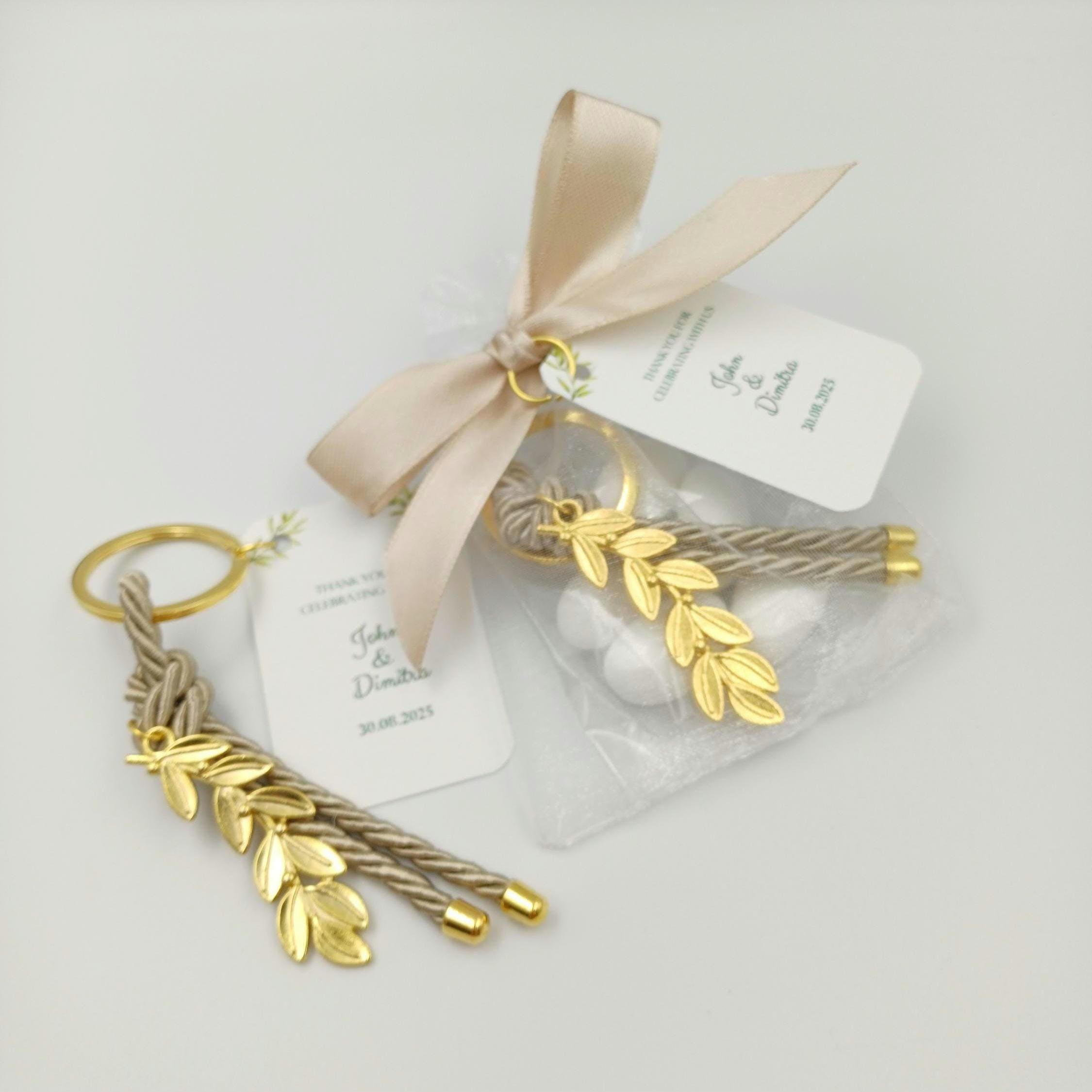 Personalized Martirika Keychain favors olive branch bridal shower favors Greek Wedding Baptism favors bomboniera koufeta (set of 10)