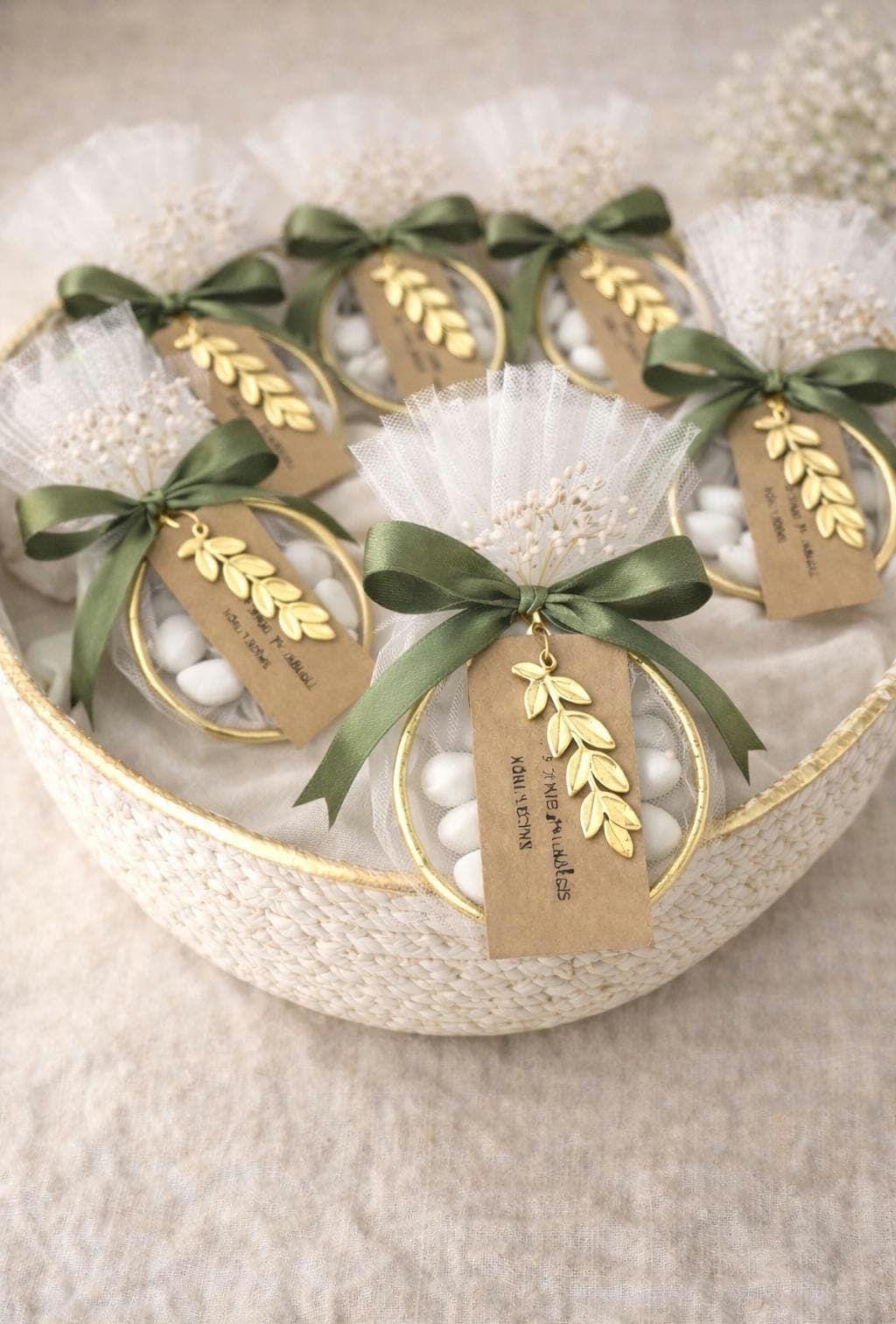 Olive branch Wedding Favor, Greek bomboniere, koufeta, Orthodox wedding boubouniera,Personalized Gift, 10 pcs.