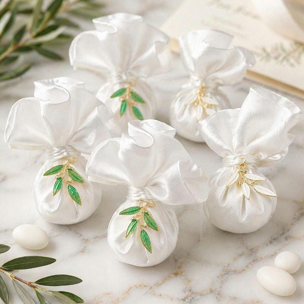 Wedding Favor Bags, Greek Bomboniere koufeta , Olive Branch  bridal shower favor, Engagement gifts (set of 10)