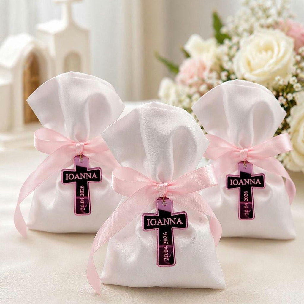 Baptism bomboniere, Personalized Mirror tag Cross | Greek Orthodox  boboniera, baby shower party, Set of 10 .