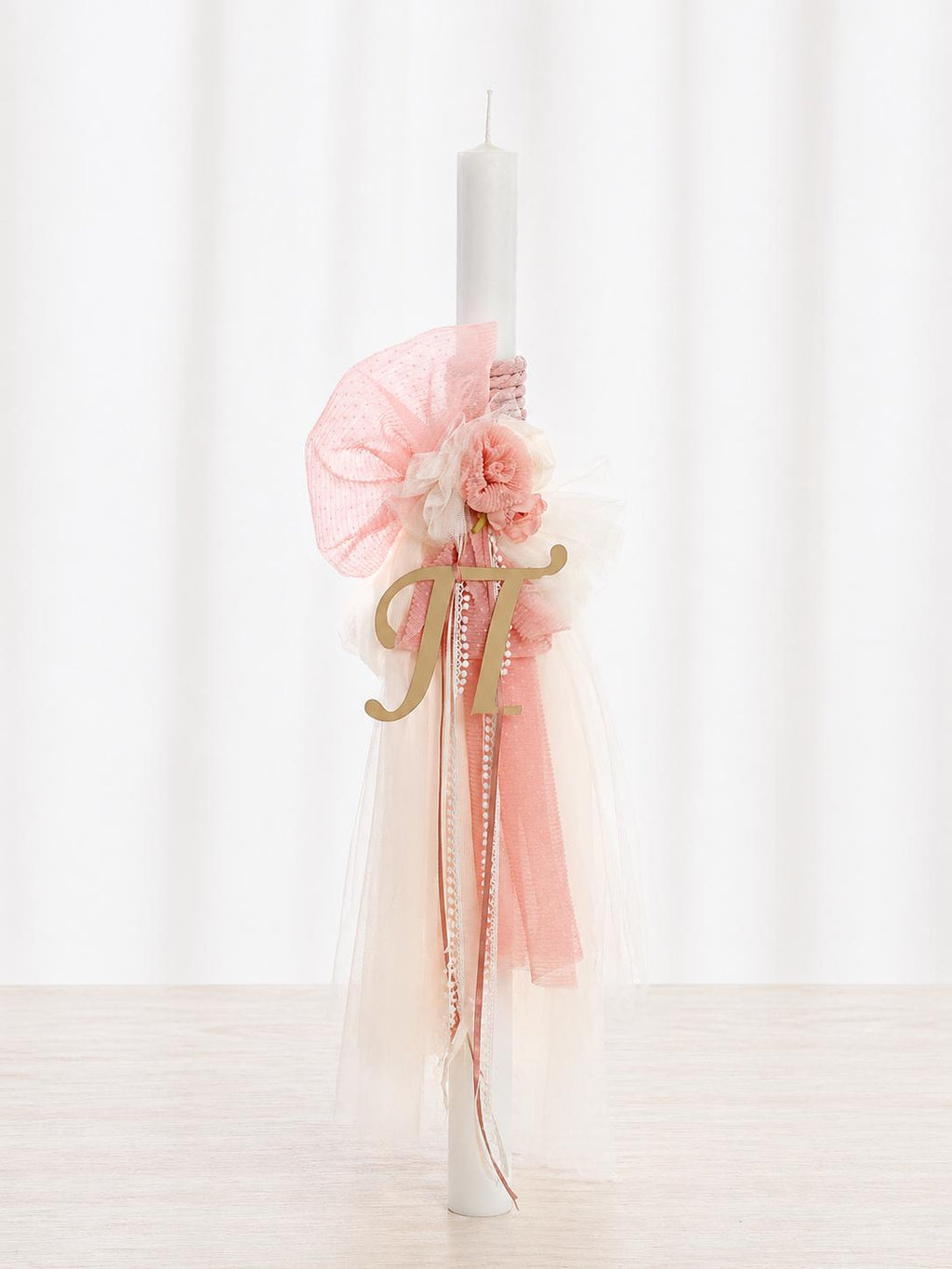 Romantic Greek Baptism Set for Girl, Orthodox Christening Custom Baptism Candle, Ladopana and Oil Set, Rustic Style.