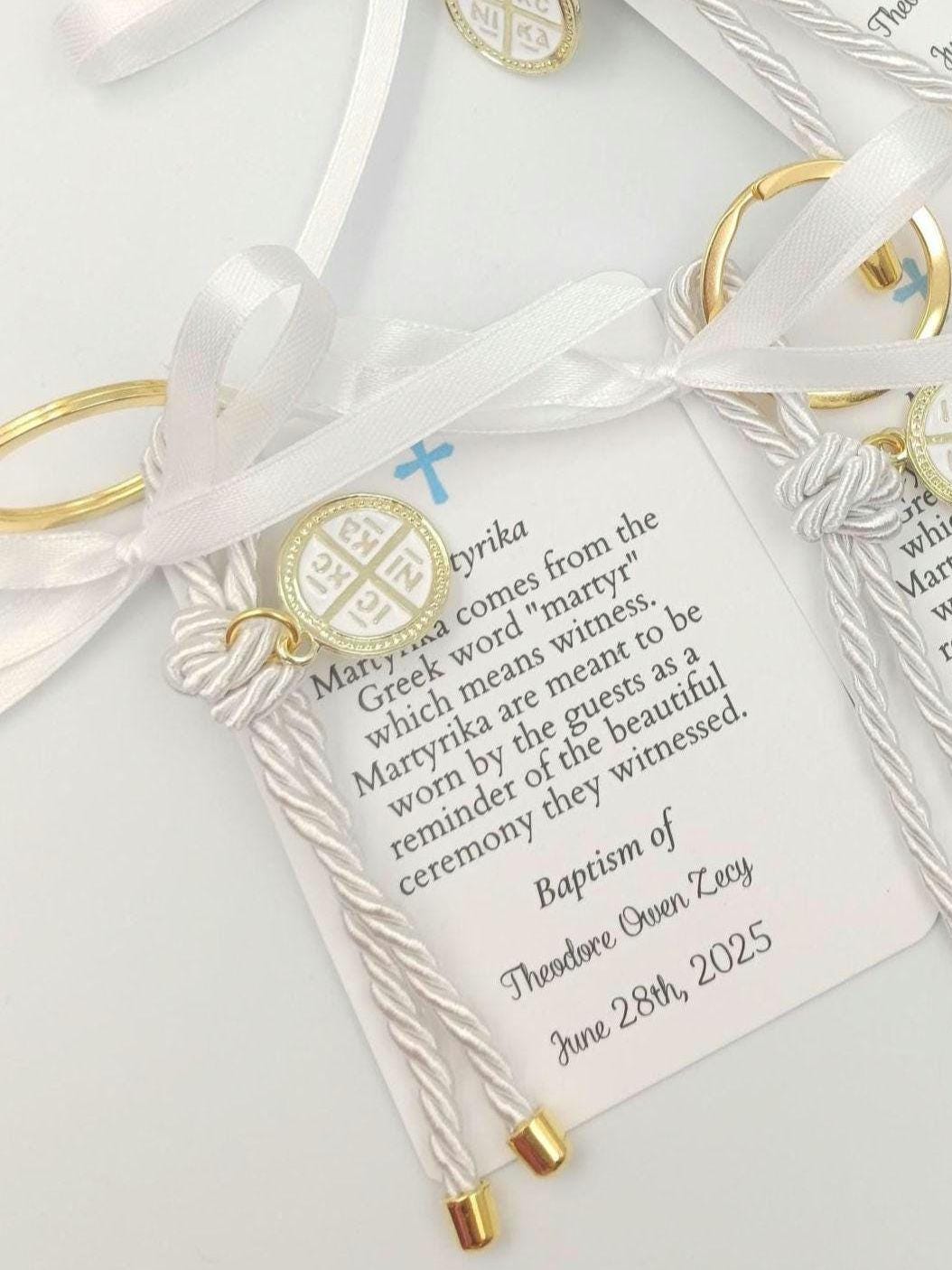 Greek Baptism Martyrika, Christening Cross Keychain Favor  baby shower gifts for guests,  first communion favors, 10 Pcs