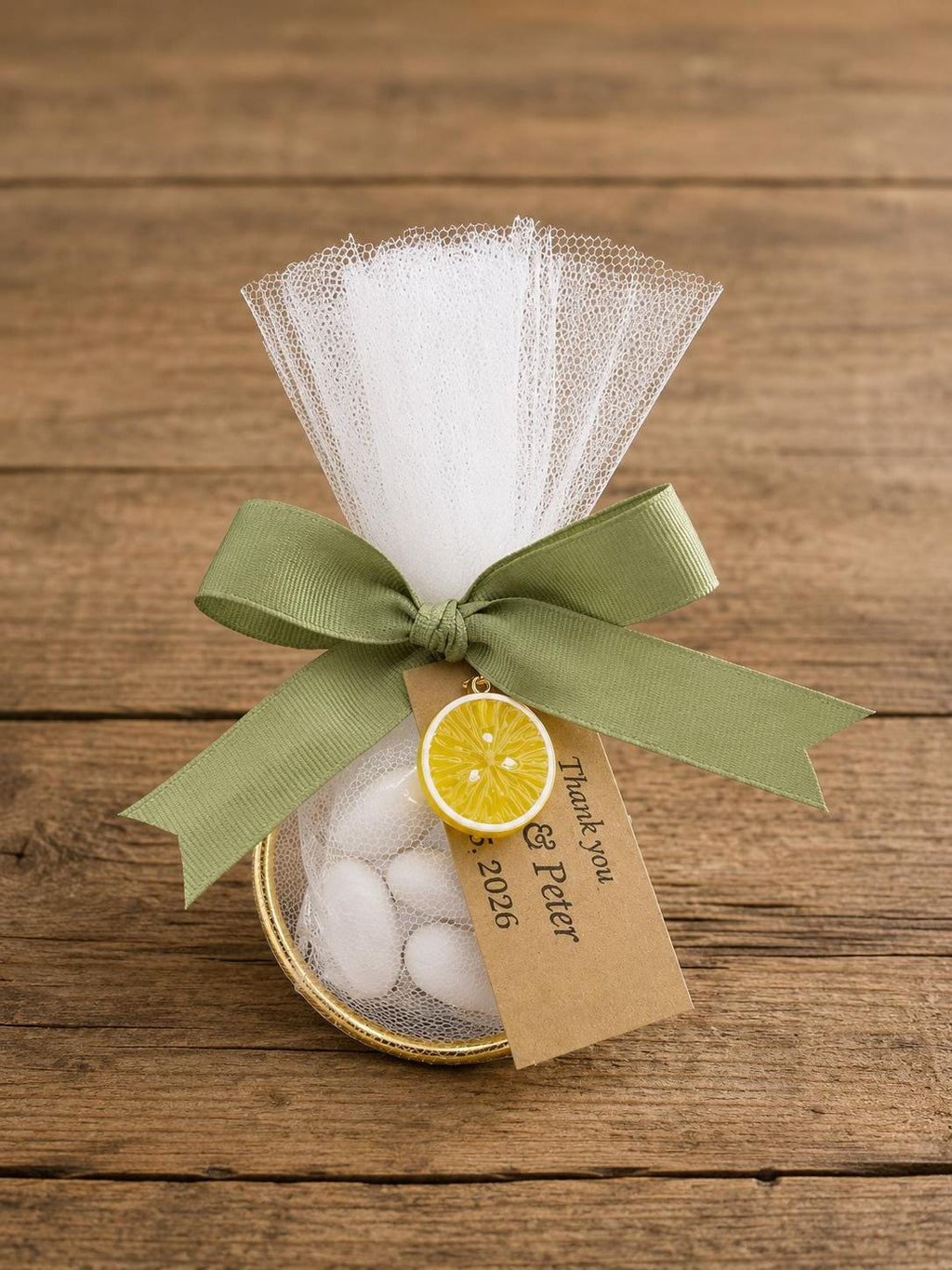 Lemon Wedding Favors| Greek Boubounieres | Italian Mediterranean Baptism bomboniere, Ring favors | Personalized tag, 10 pcs.
