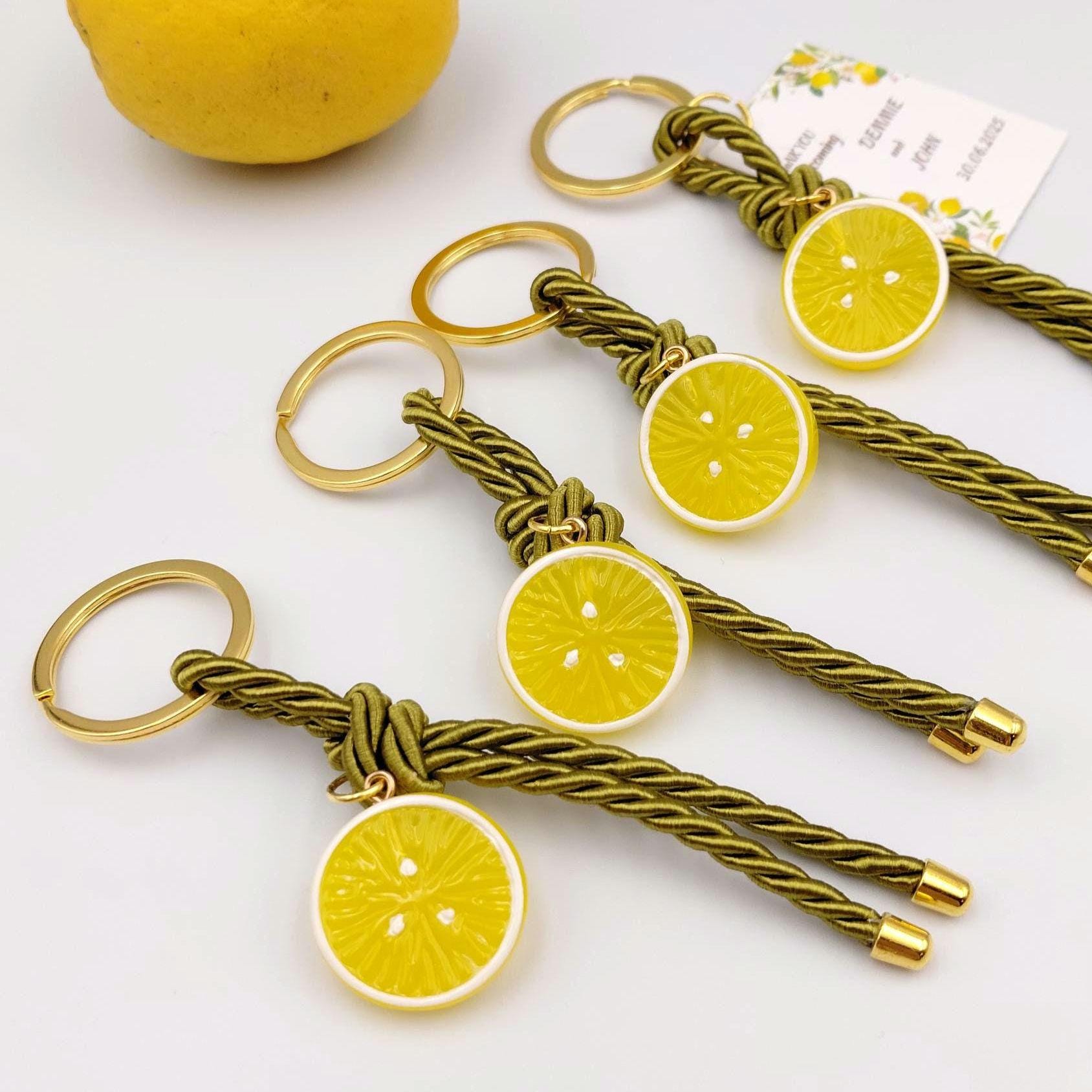 Lemon Keychain favor | lemon themed Wedding Party Favor, Greek Baptism martyrika, Baby Shower, bridal shower, Custom tag Set of 10.