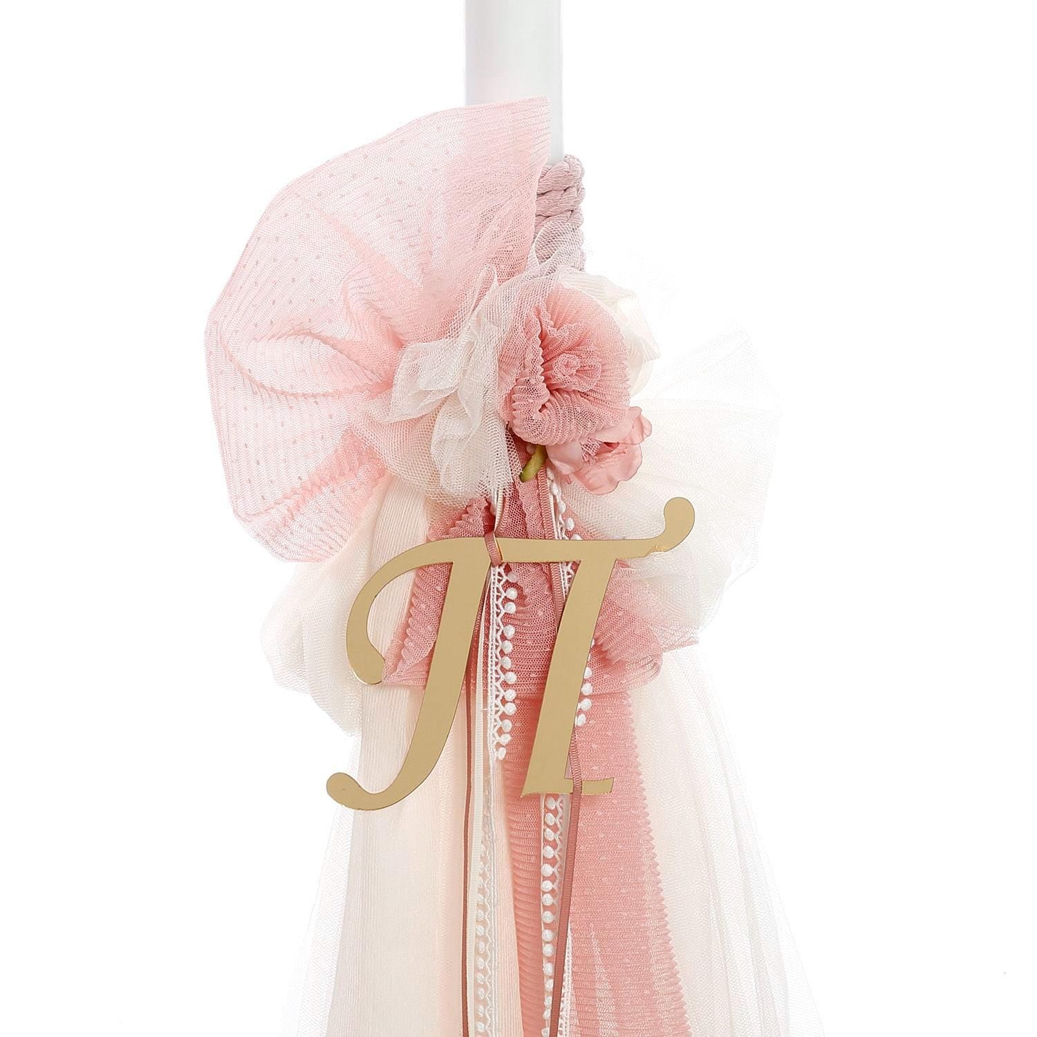 Romantic Greek Baptism Set for Girl, Orthodox Christening Custom Baptism Candle, Ladopana and Oil Set, Rustic Style.