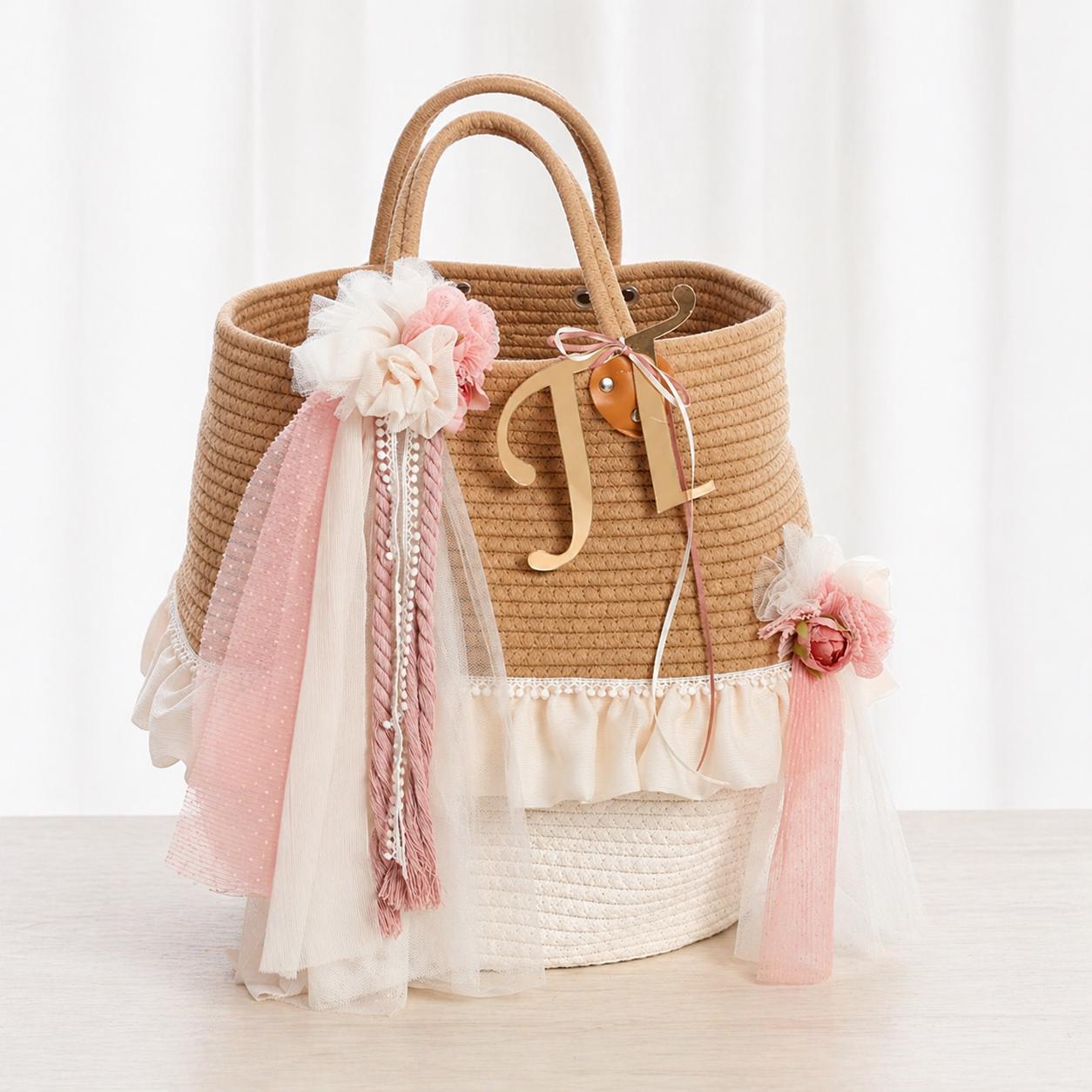 Romantic Greek Baptism Set for Girl, Orthodox Christening Custom Baptism Candle, Ladopana and Oil Set, Rustic Style.