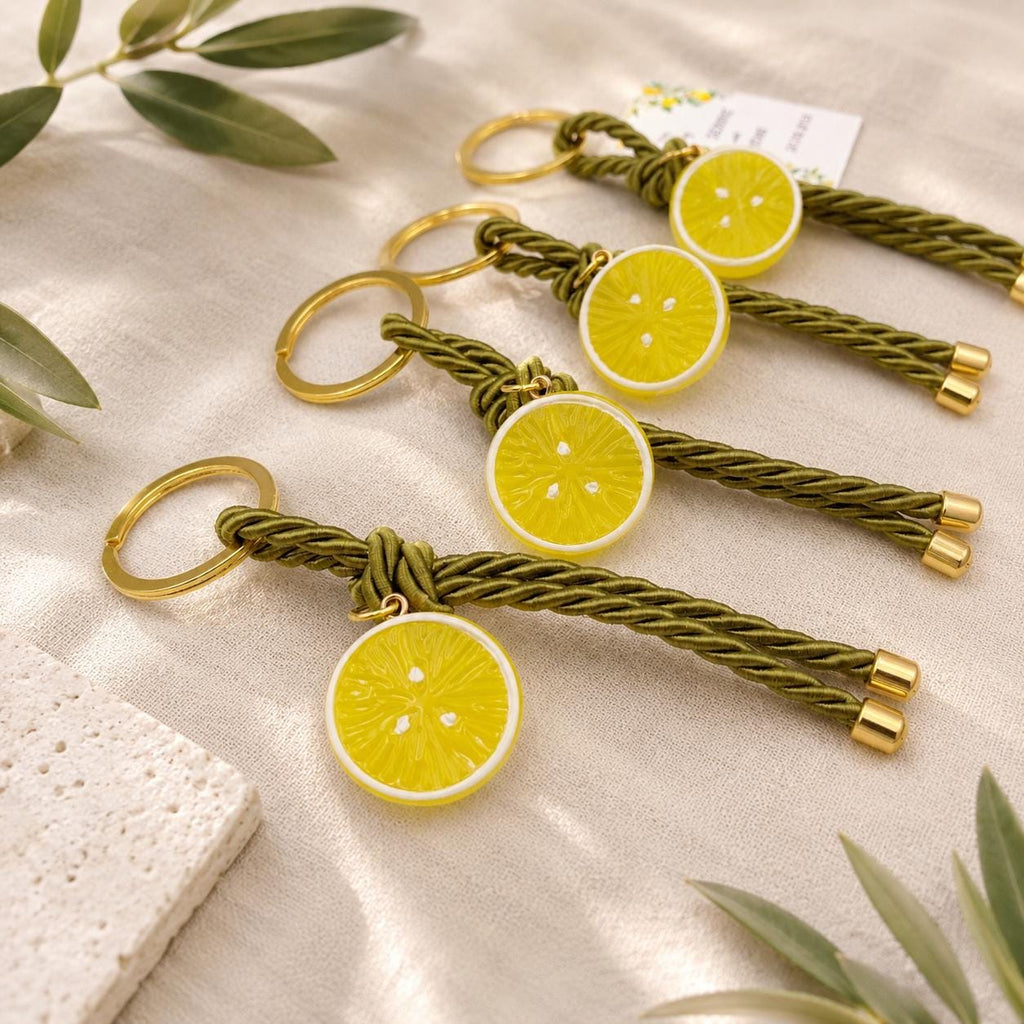 Lemon Keychain favor | lemon themed Wedding Party Favor, Greek Baptism martyrika, Baby Shower, bridal shower, Custom tag Set of 10.