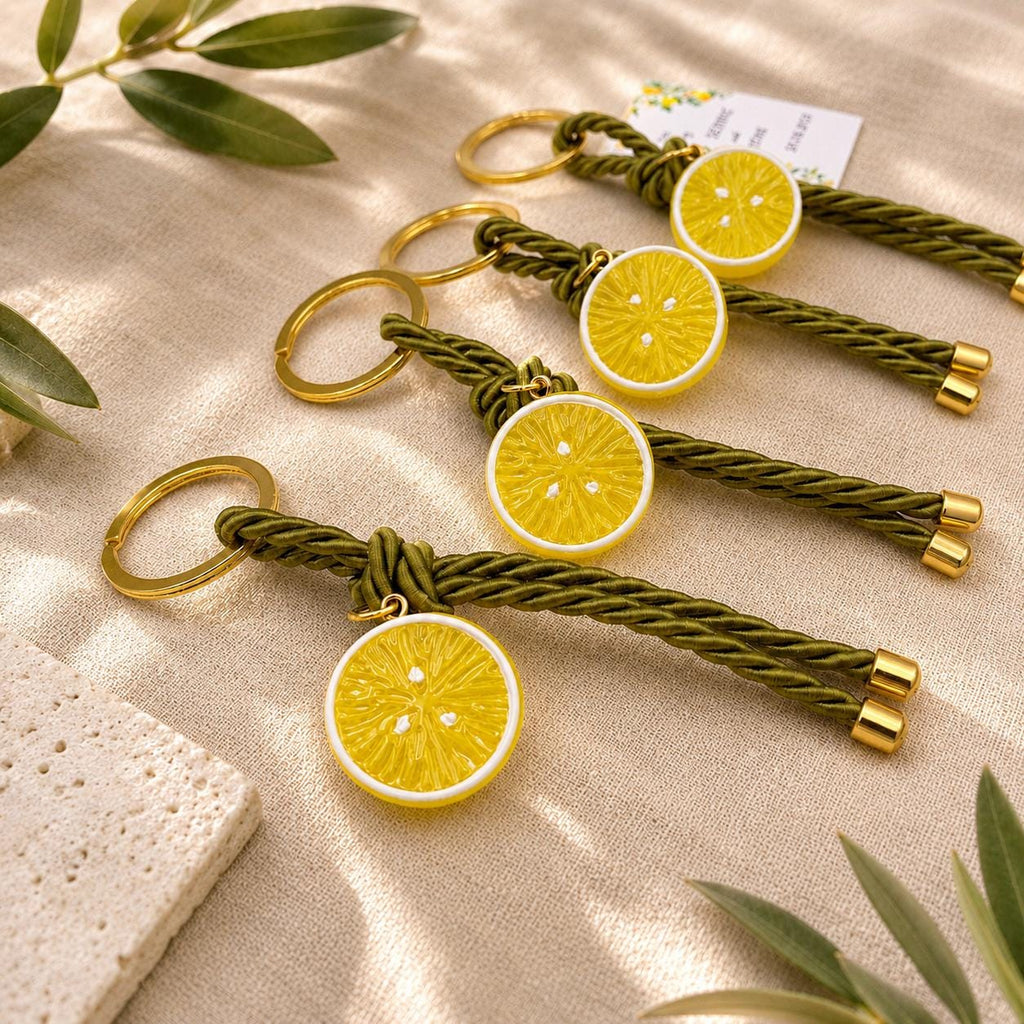 Lemon Keychain favor | lemon themed Wedding Party Favor, Greek Baptism martyrika, Baby Shower, bridal shower, Custom tag Set of 10.