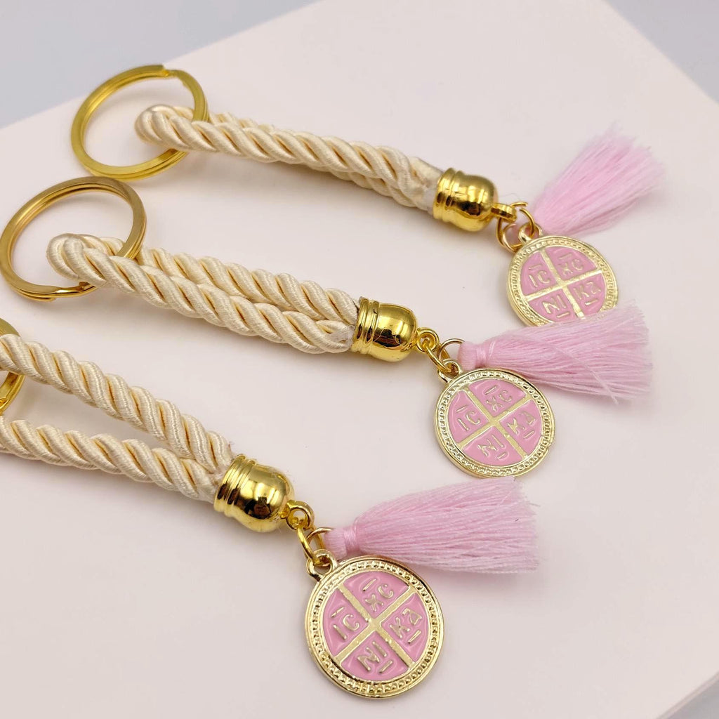 Martyrika Greek Orthodox Baptism Favors Orthodox Cross Keychain Christening Gifts First Communion Baby Girl Baptism, (10 pcs).